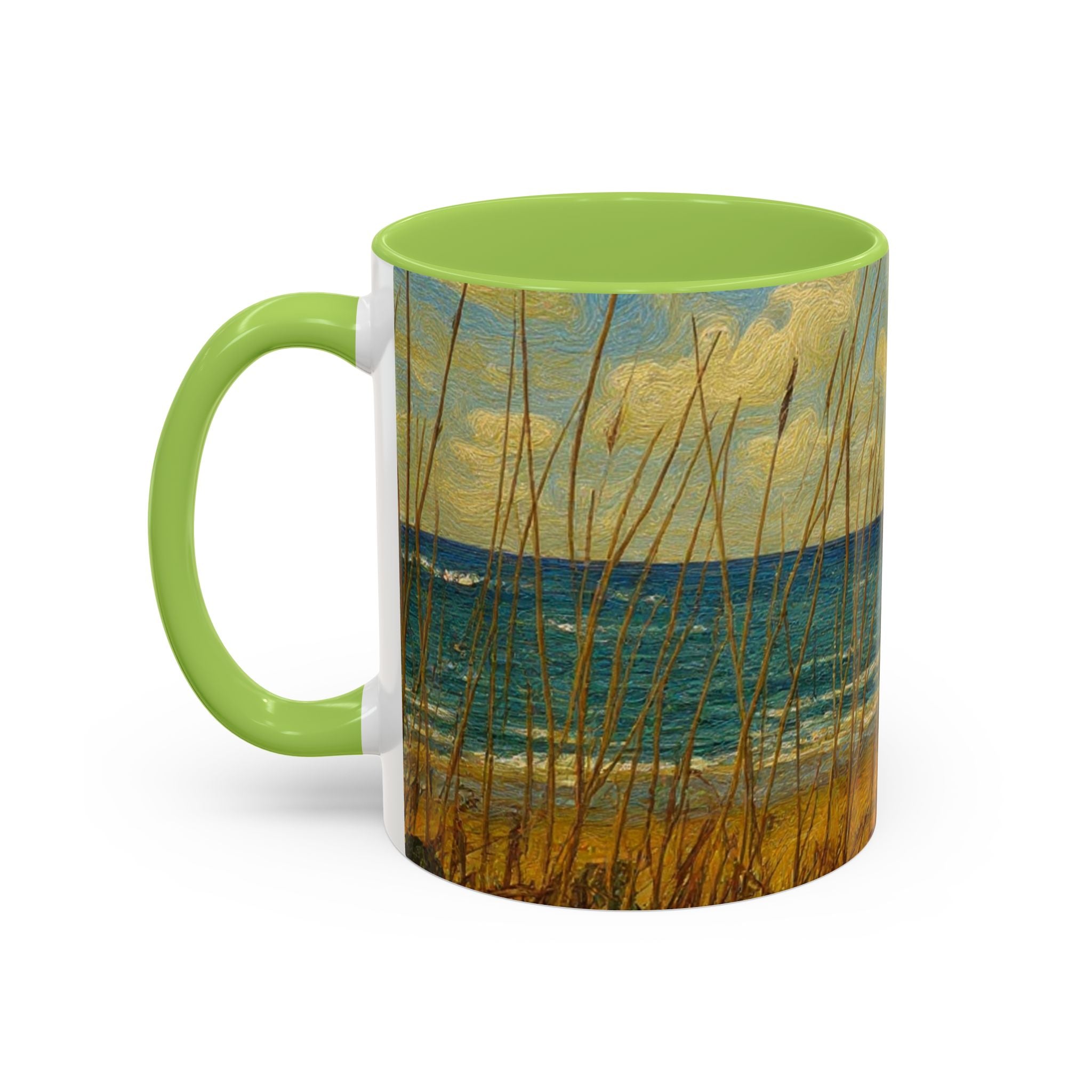 Coastal Beach Scene Accent Coffee Mug — Sea Dunes 11/15oz