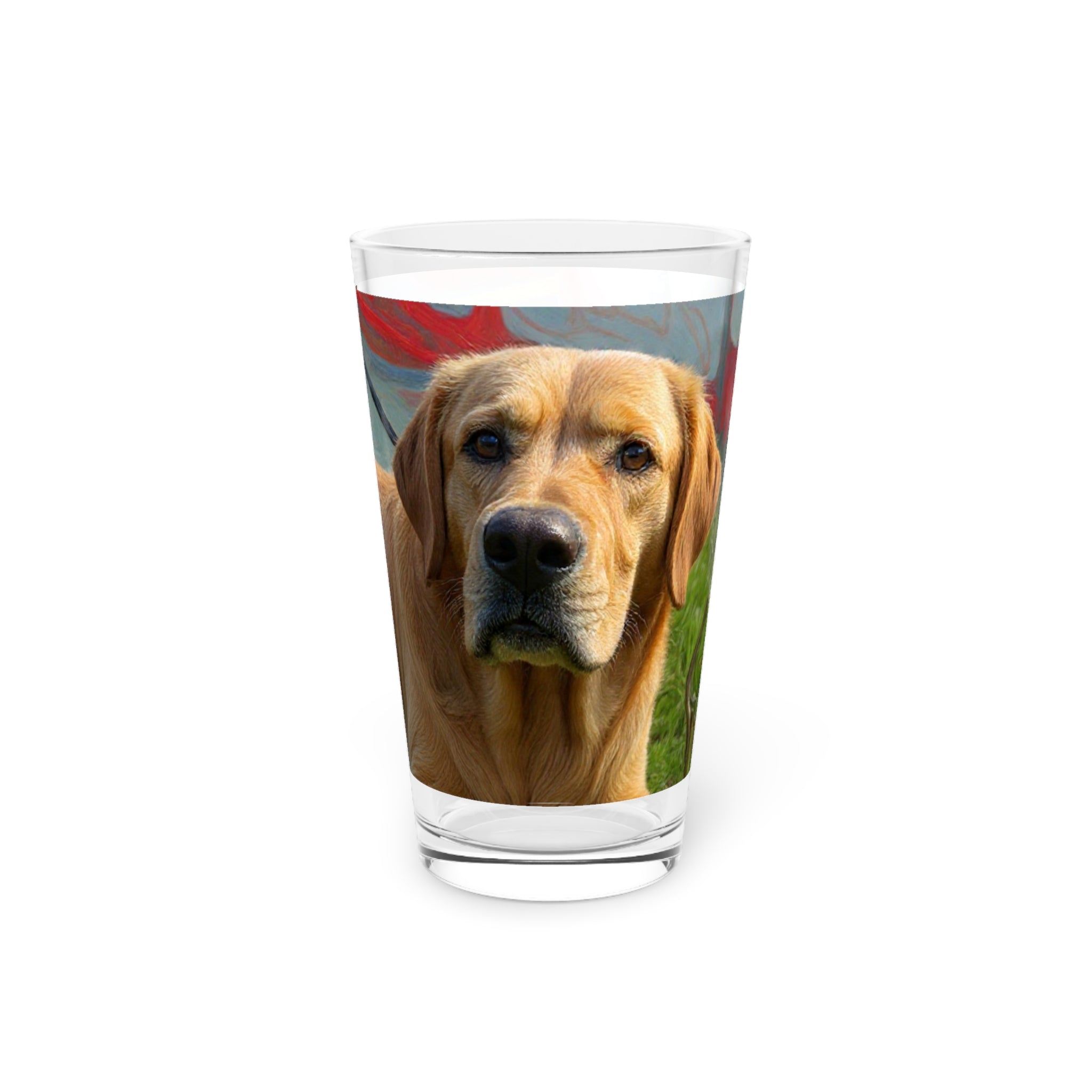 Dog Photo Pint Glass — Personalized Golden Retriever 16oz Beer Glass