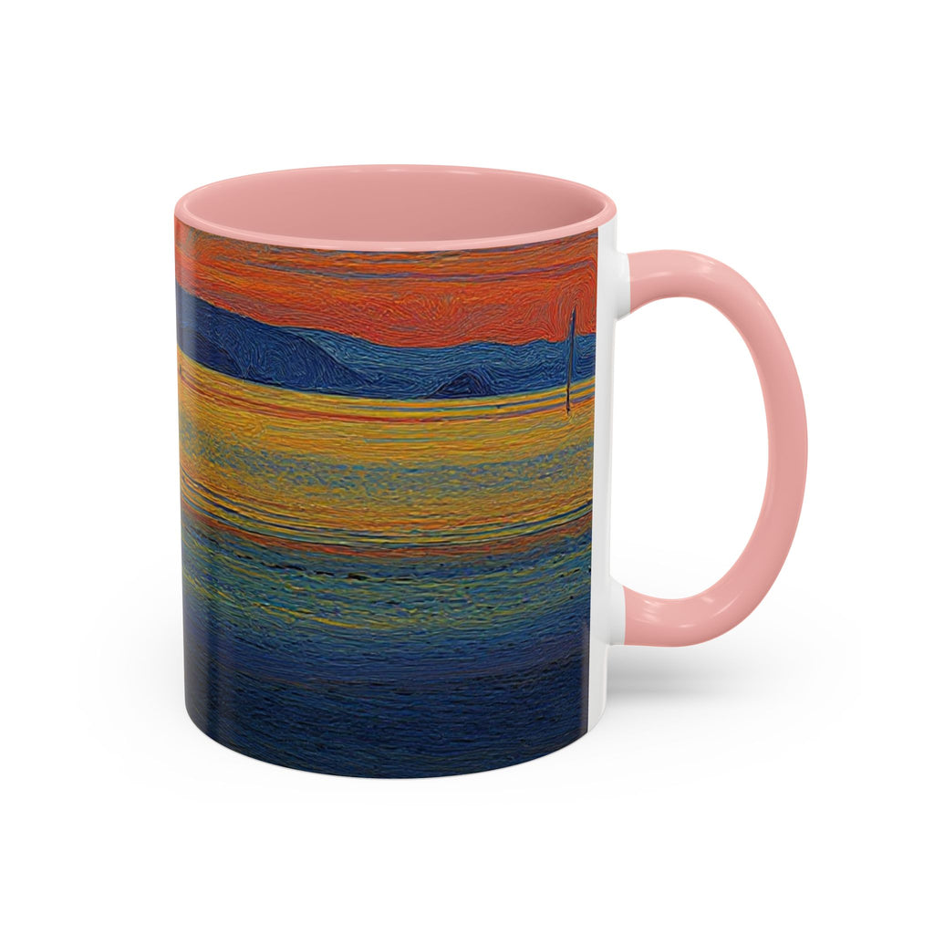 Sunset Harbor Accent Coffee Mug — Ocean Sunset Art