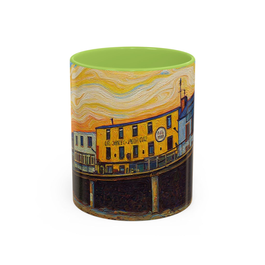 Harbor Pier Sunset Accent Coffee Mug — Scenic Seaside 11/15oz Ceramic