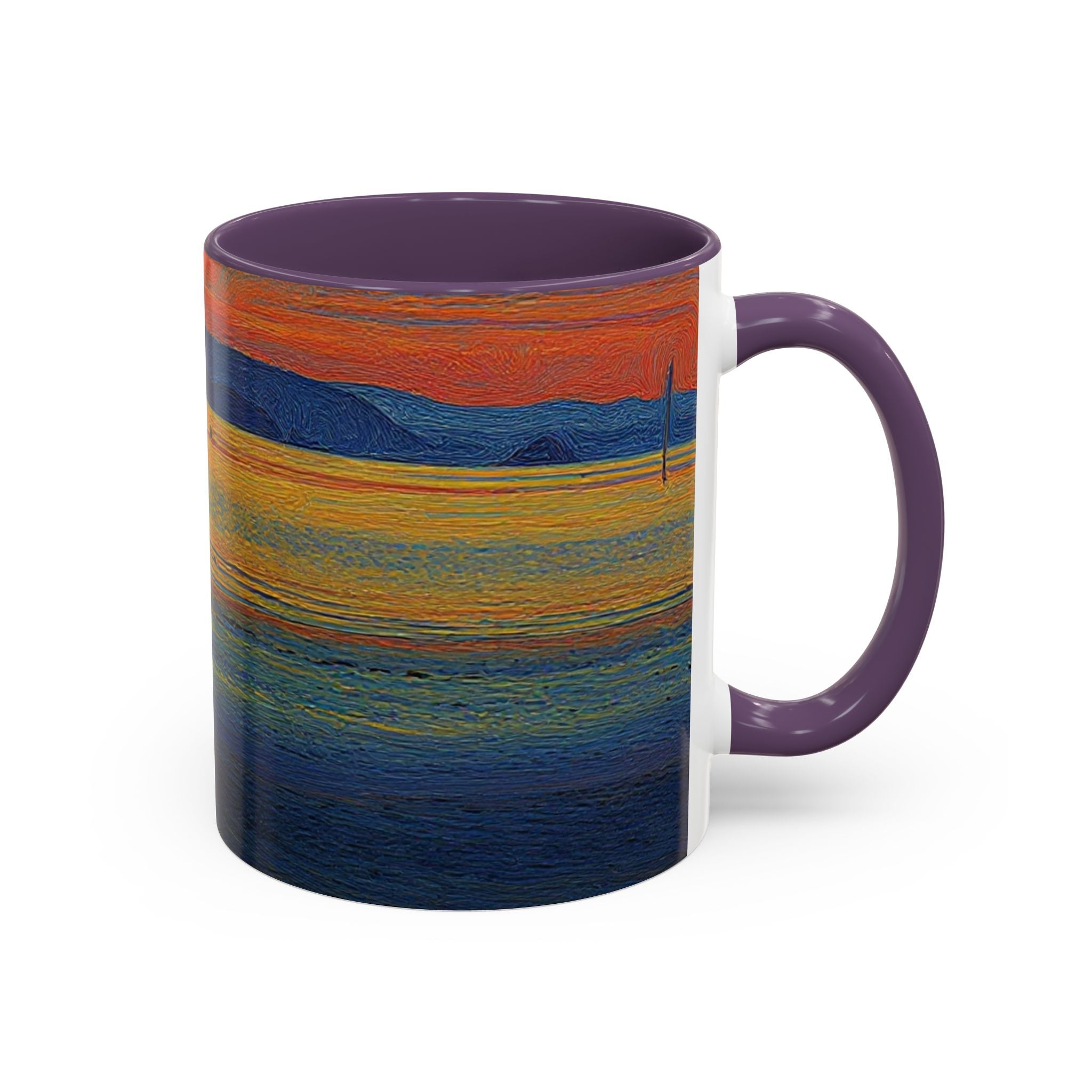 Sunset Harbor Accent Coffee Mug — Ocean Sunset Art