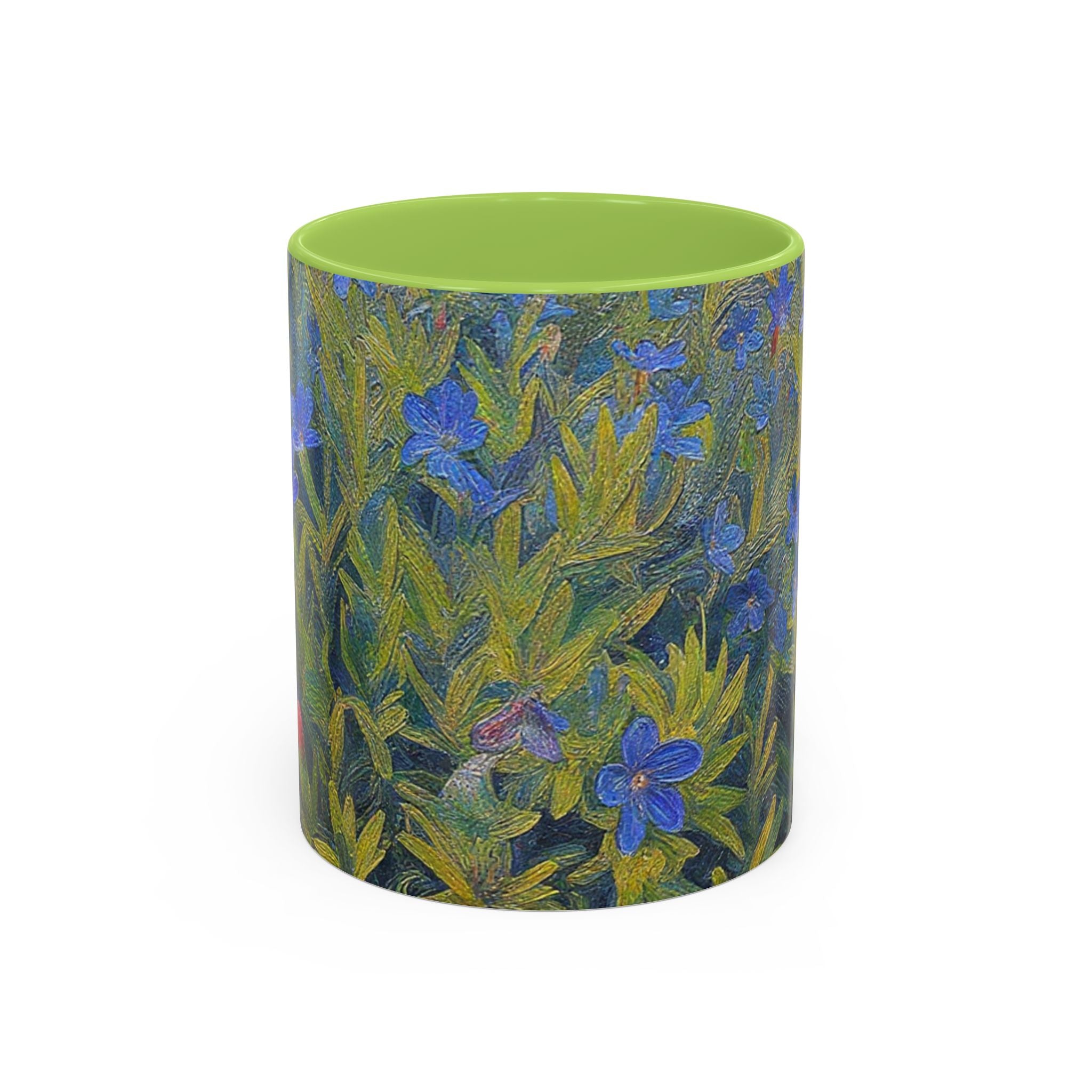 Floral Art Accent Coffee Mug — Blue Wildflower Garden Design (11/15oz)