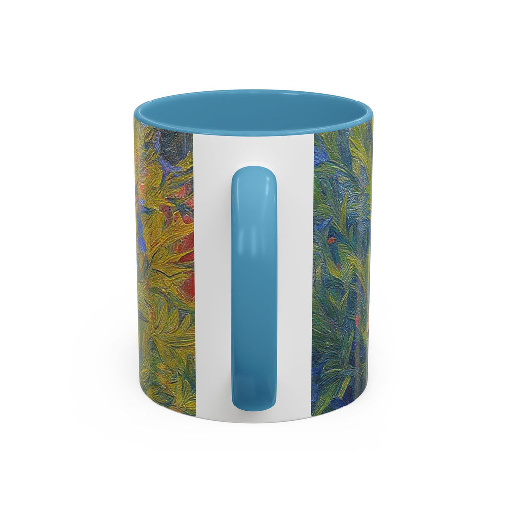 Floral Art Accent Coffee Mug — Blue Wildflower Garden Design (11/15oz)