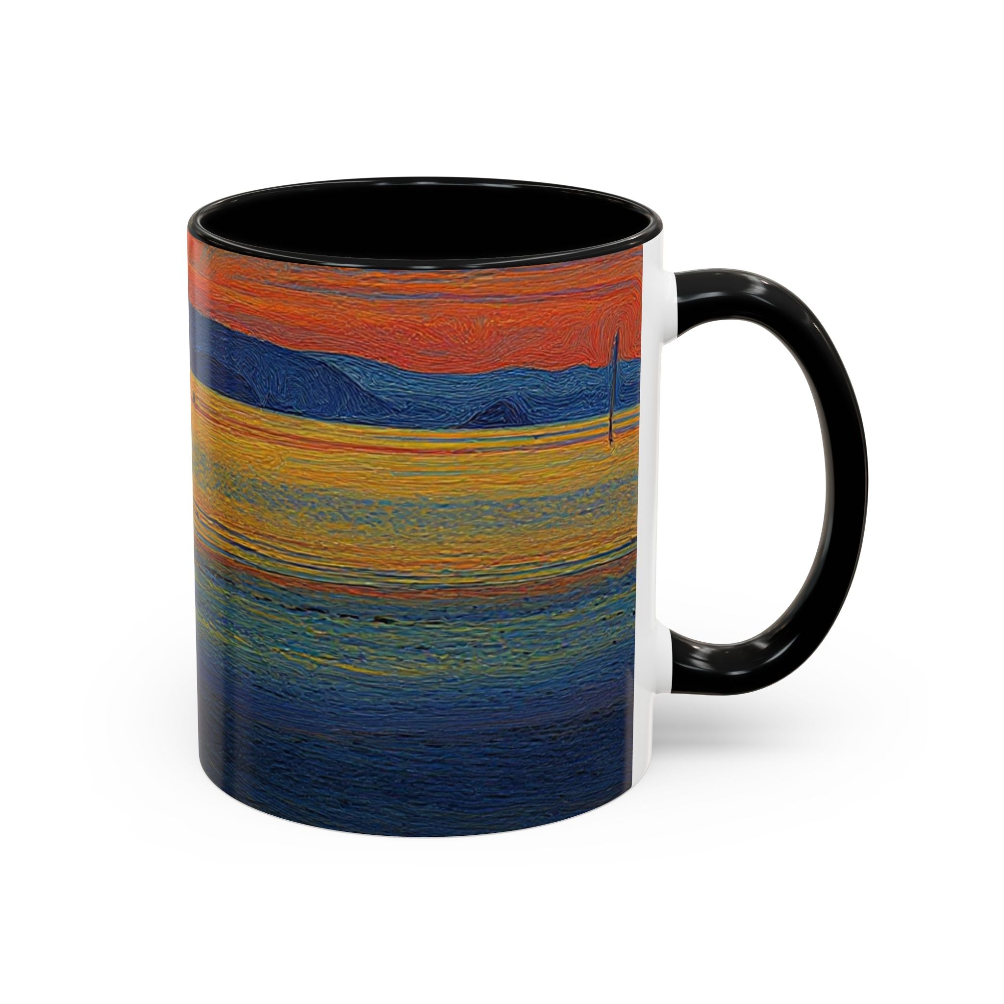 Sunset Harbor Accent Coffee Mug — Ocean Sunset Art