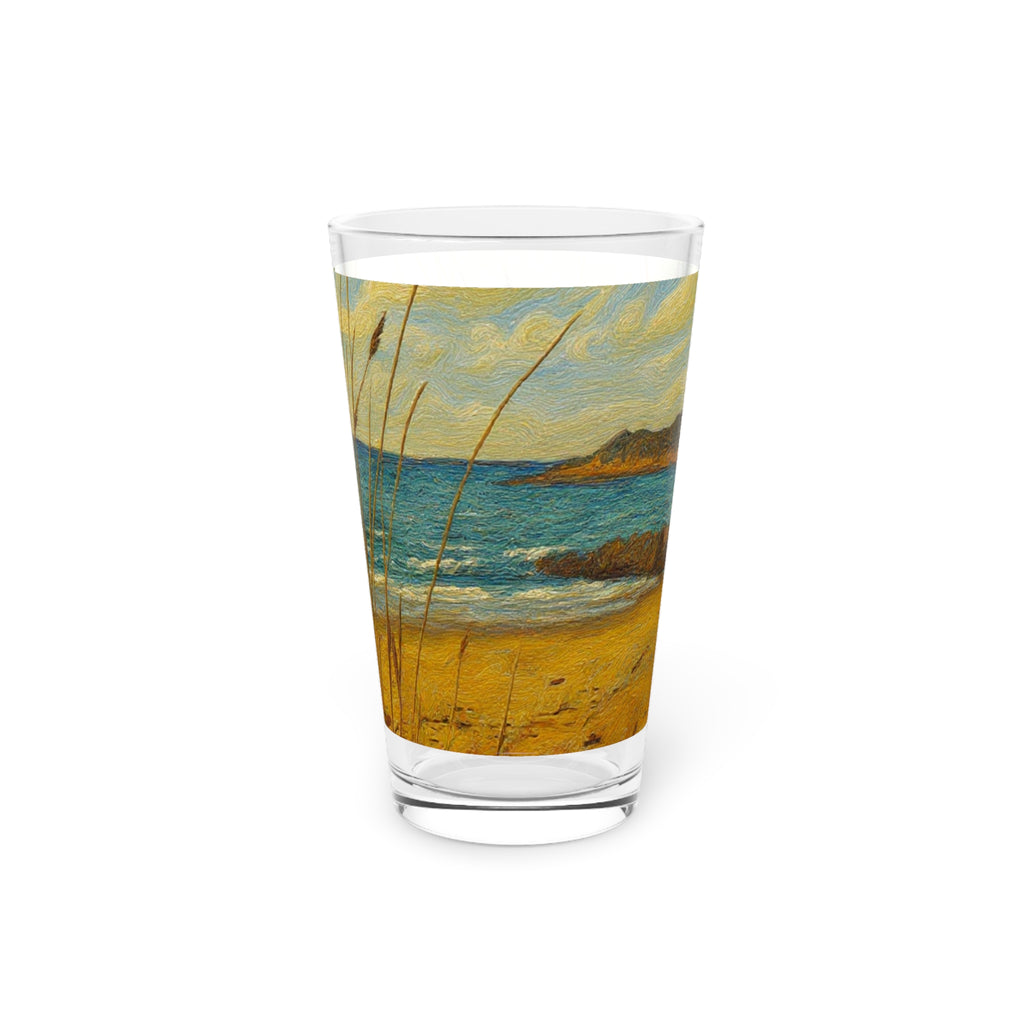 Beach Dunes Pint Glass — 16oz Coastal Ocean Scene Glassware