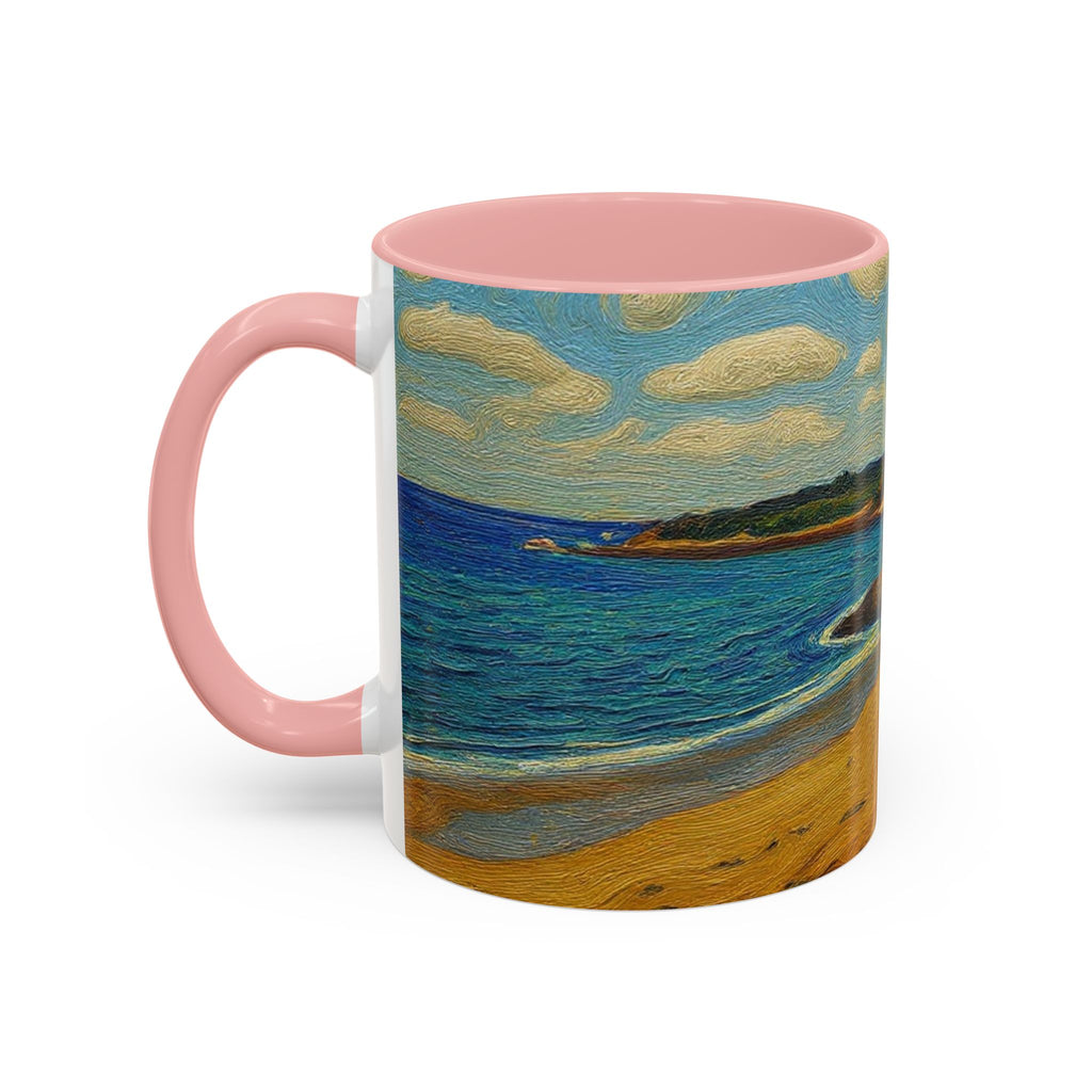 Coastal Landscape Coffee Mug — Vintage Seaside Painting Accent Mug