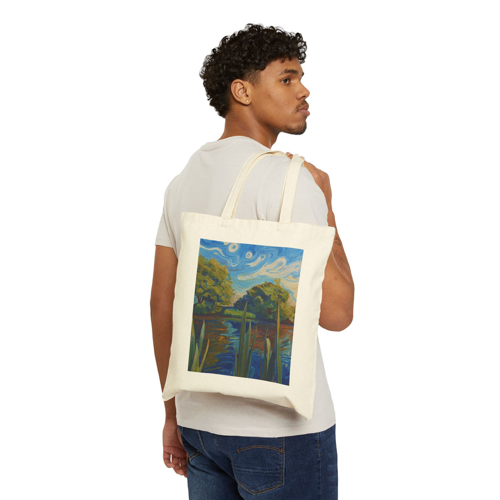 Canvas Tote Bag — Scenic River Landscape Art Print