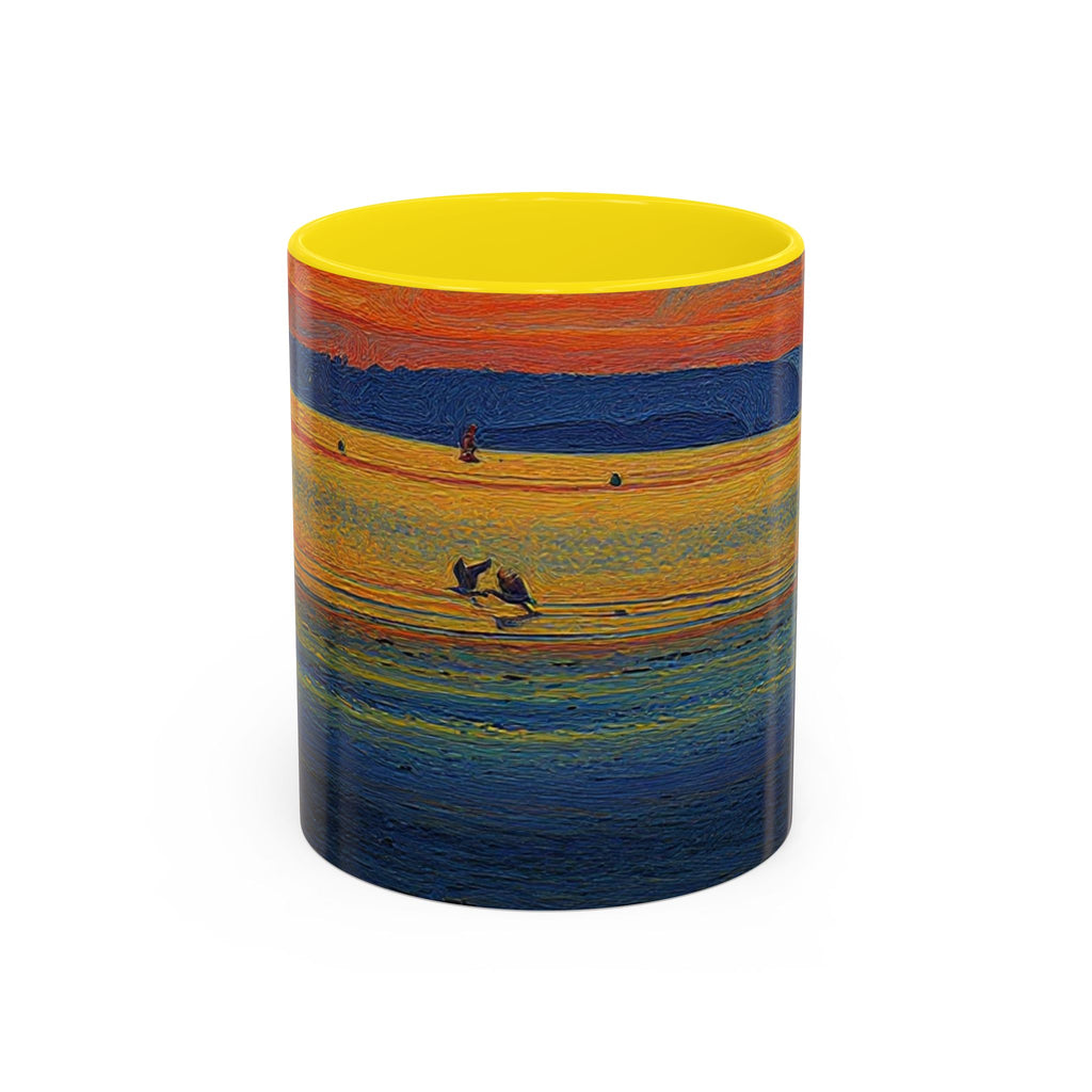 Sunset Harbor Accent Coffee Mug — Ocean Sunset Art