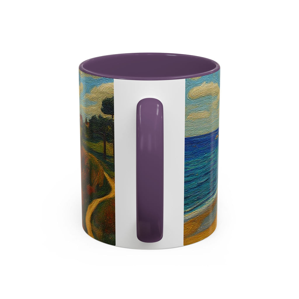 Coastal Landscape Coffee Mug — Vintage Seaside Painting Accent Mug