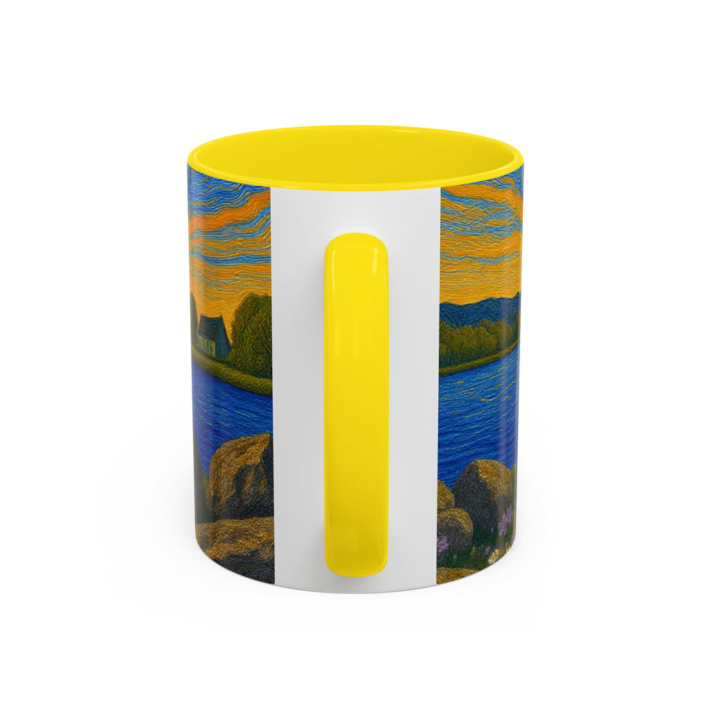 Sunset Harbor Art Coffee Mug — Vibrant Seascape Accent Mug (11/15 oz)