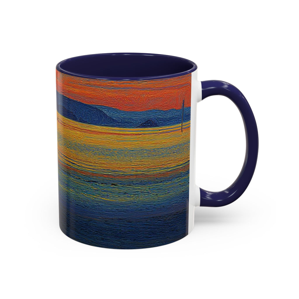 Sunset Harbor Accent Coffee Mug — Ocean Sunset Art