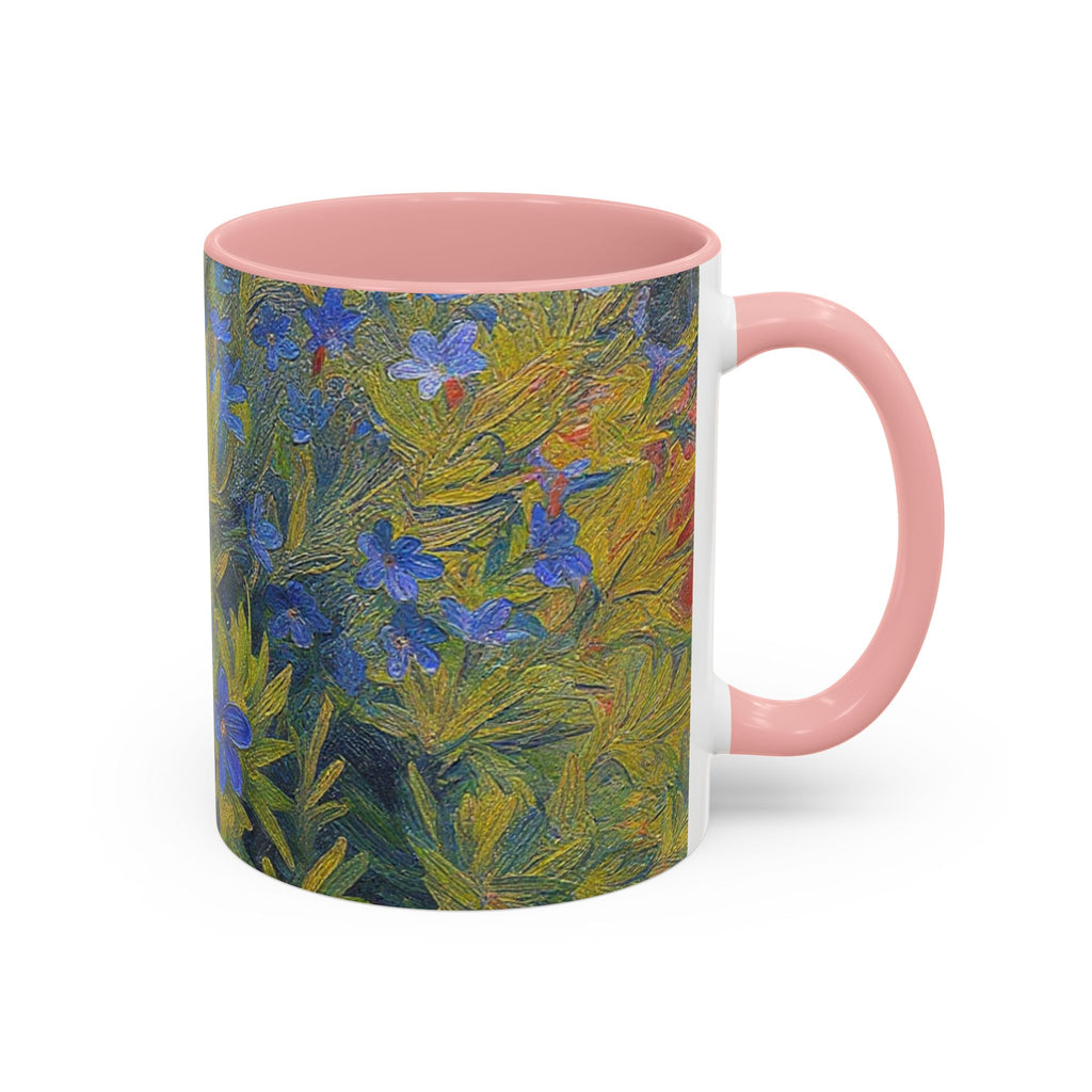 Floral Art Accent Coffee Mug — Blue Wildflower Garden Design (11/15oz)
