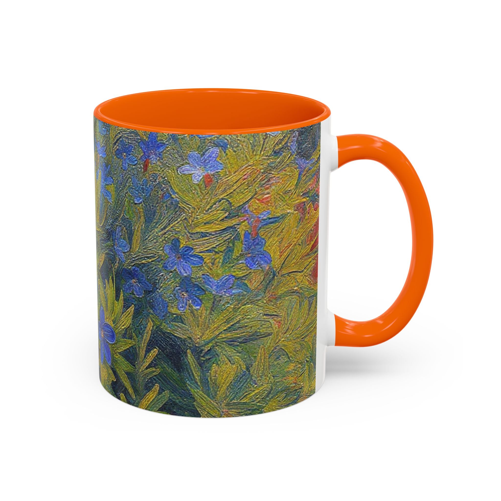Floral Art Accent Coffee Mug — Blue Wildflower Garden Design (11/15oz)