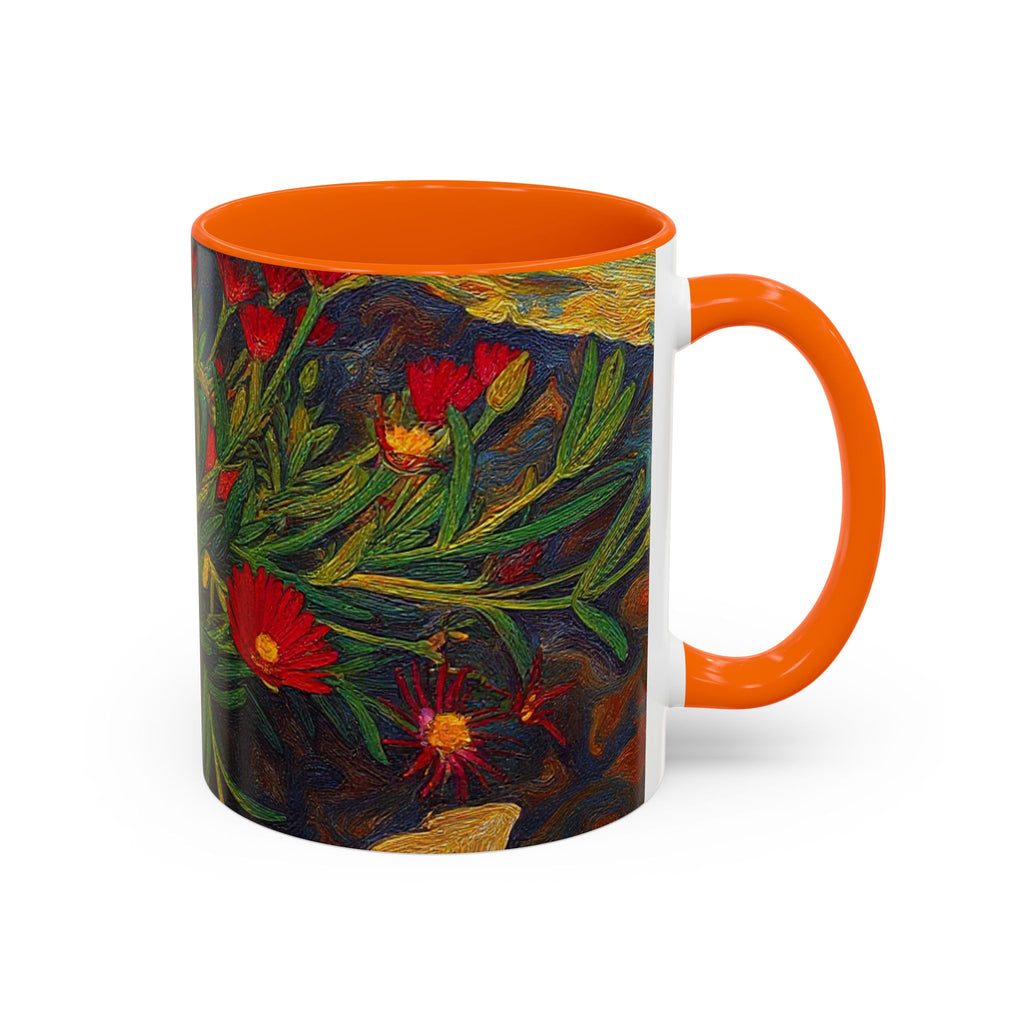 Floral Red Portulaca Accent Coffee Mug (11/15oz)