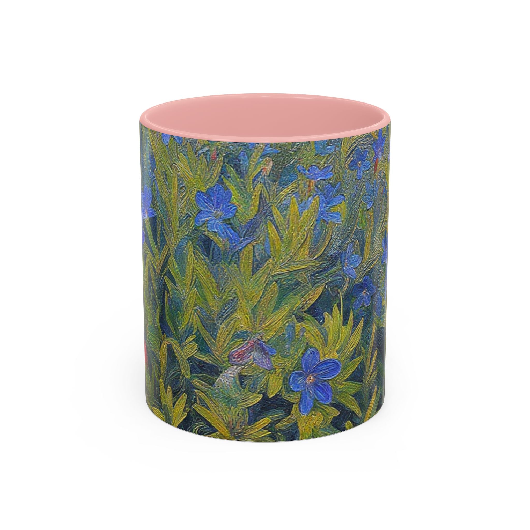 Floral Art Accent Coffee Mug — Blue Wildflower Garden Design (11/15oz)