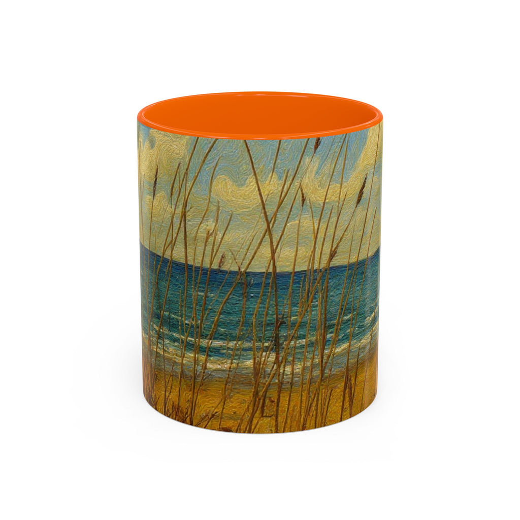 Coastal Beach Scene Accent Coffee Mug — Sea Dunes 11/15oz