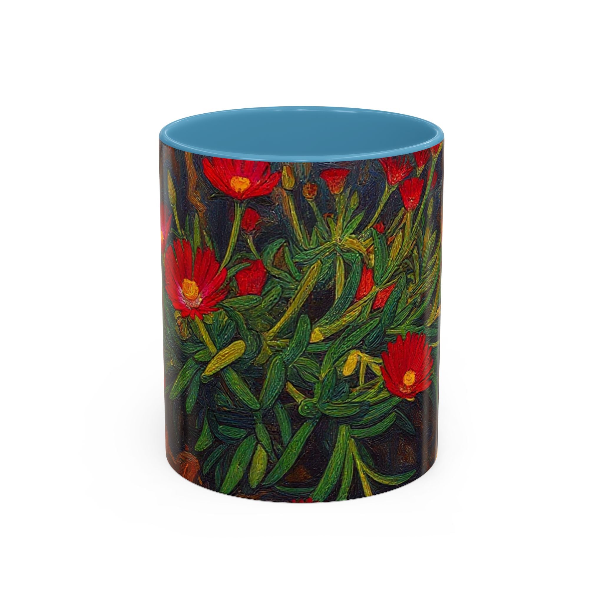 Floral Red Portulaca Accent Coffee Mug (11/15oz)