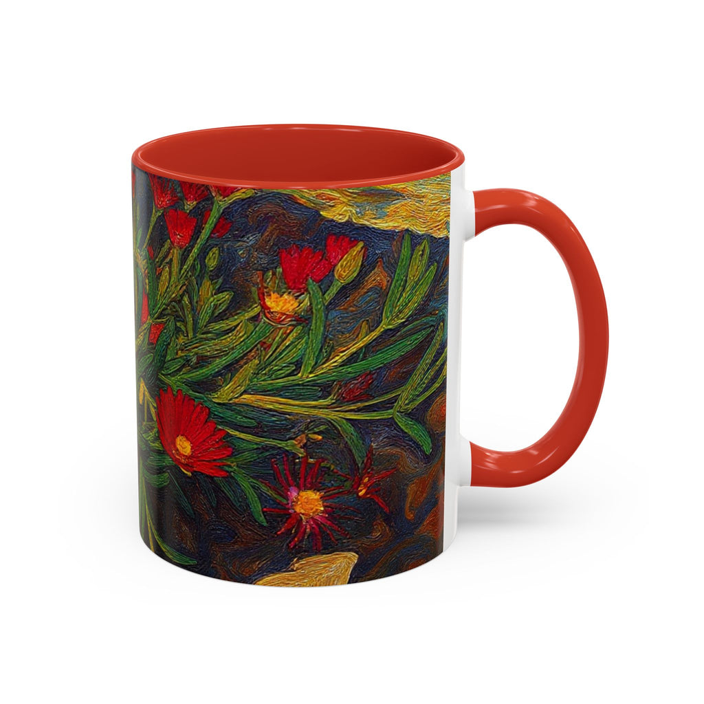 Floral Red Portulaca Accent Coffee Mug (11/15oz)