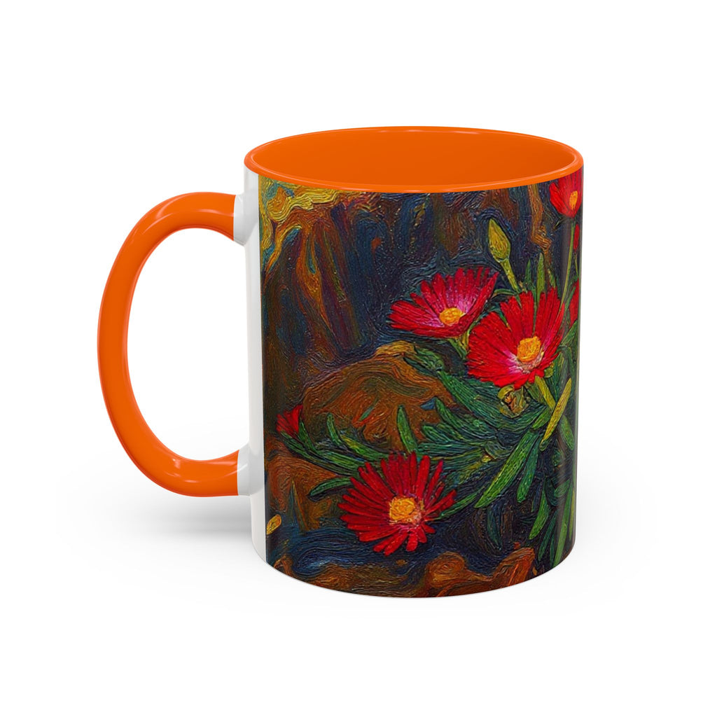 Floral Red Portulaca Accent Coffee Mug (11/15oz)