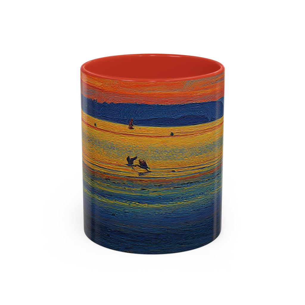 Sunset Harbor Accent Coffee Mug — Ocean Sunset Art