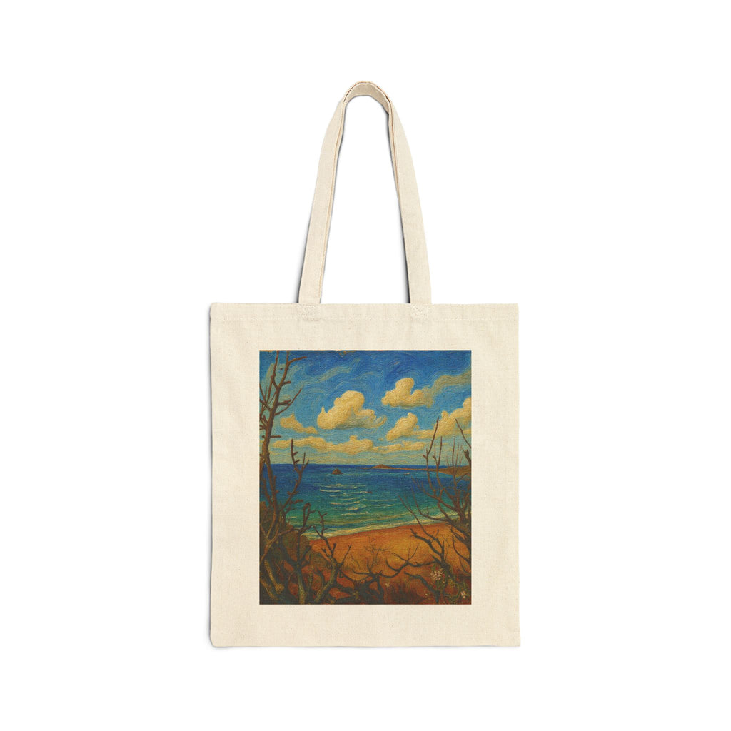 Seascape Canvas Tote Bag — Beach Art Cotton Shopper