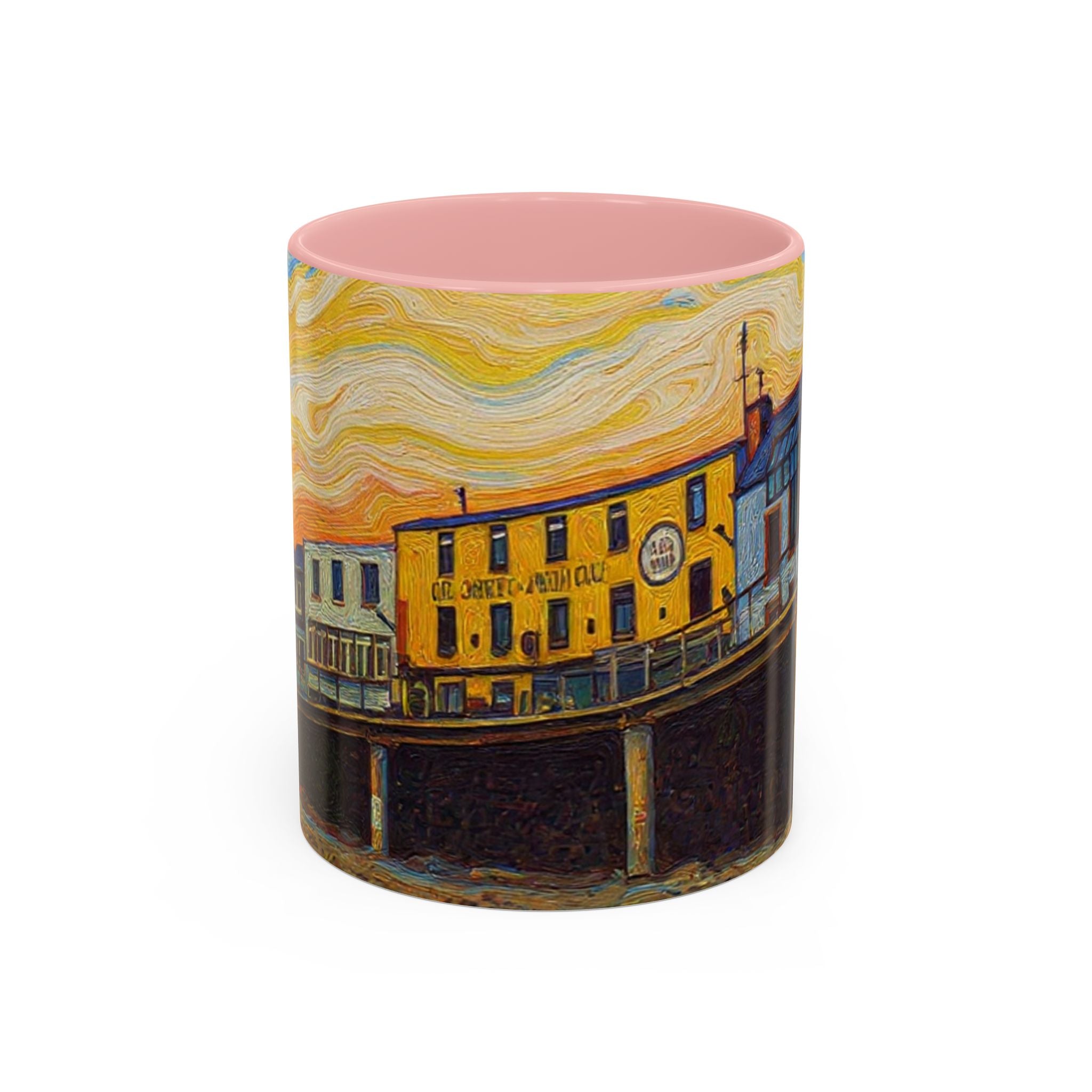Harbor Pier Sunset Accent Coffee Mug — Scenic Seaside 11/15oz Ceramic