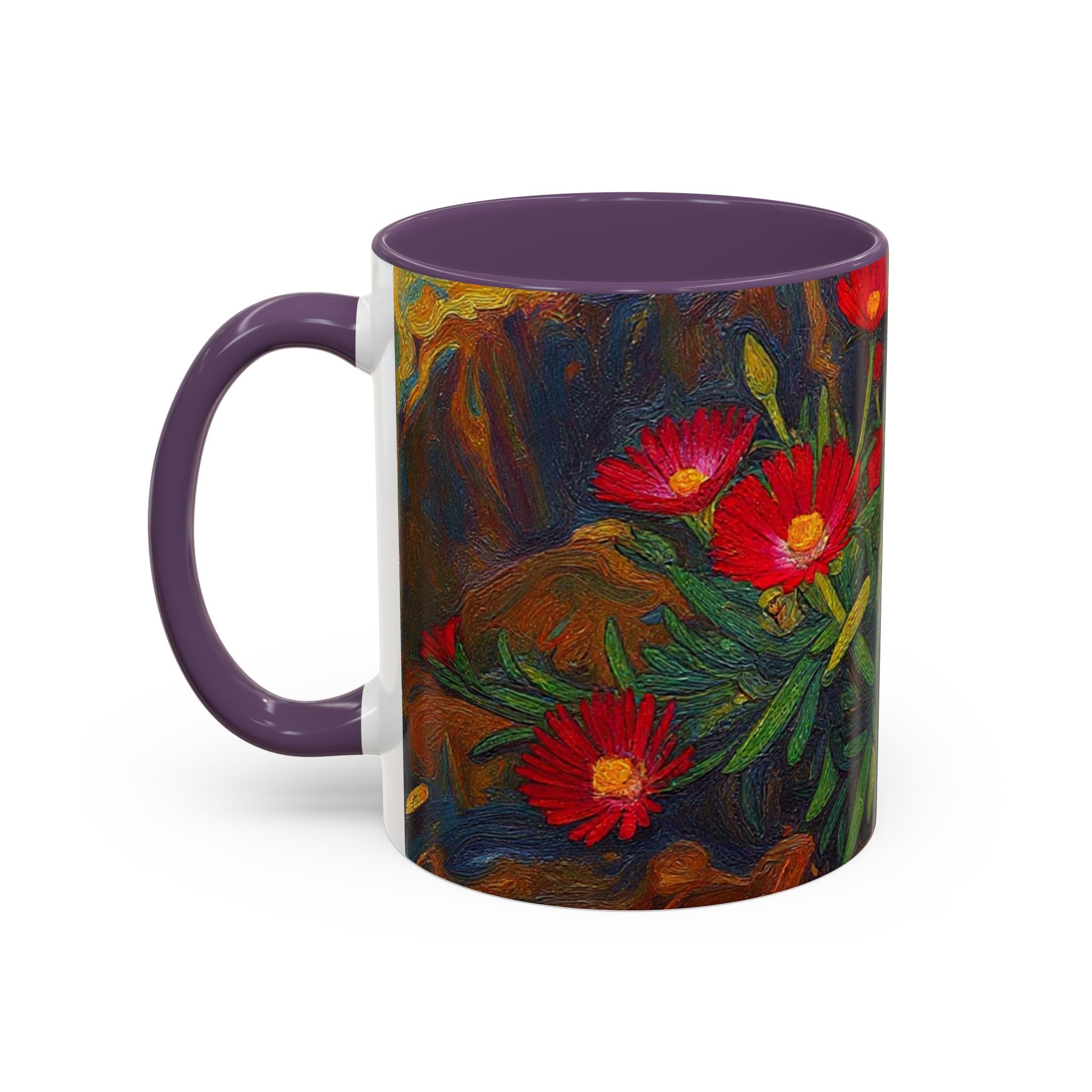 Floral Red Portulaca Accent Coffee Mug (11/15oz)