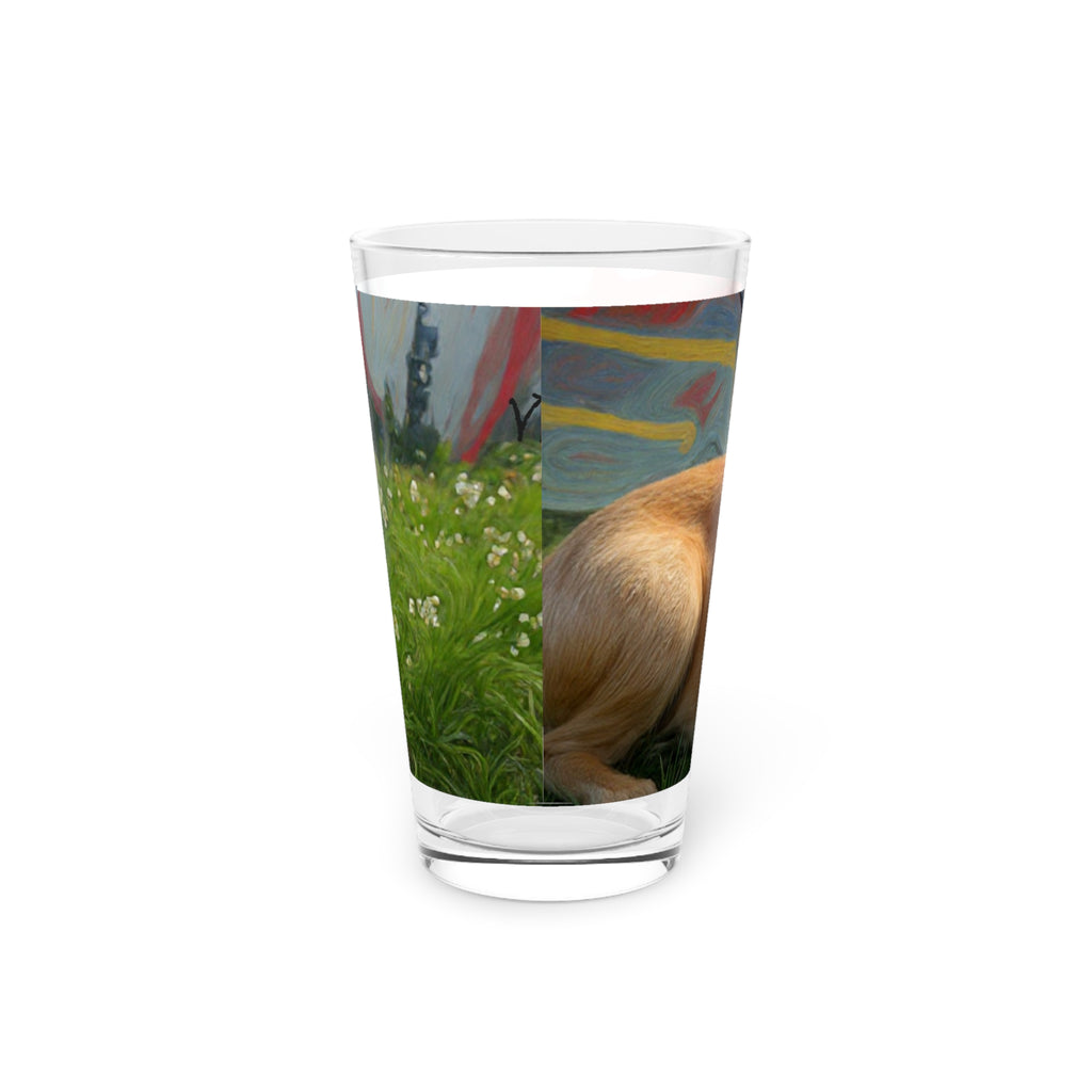 Dog Photo Pint Glass — Personalized Golden Retriever 16oz Beer Glass