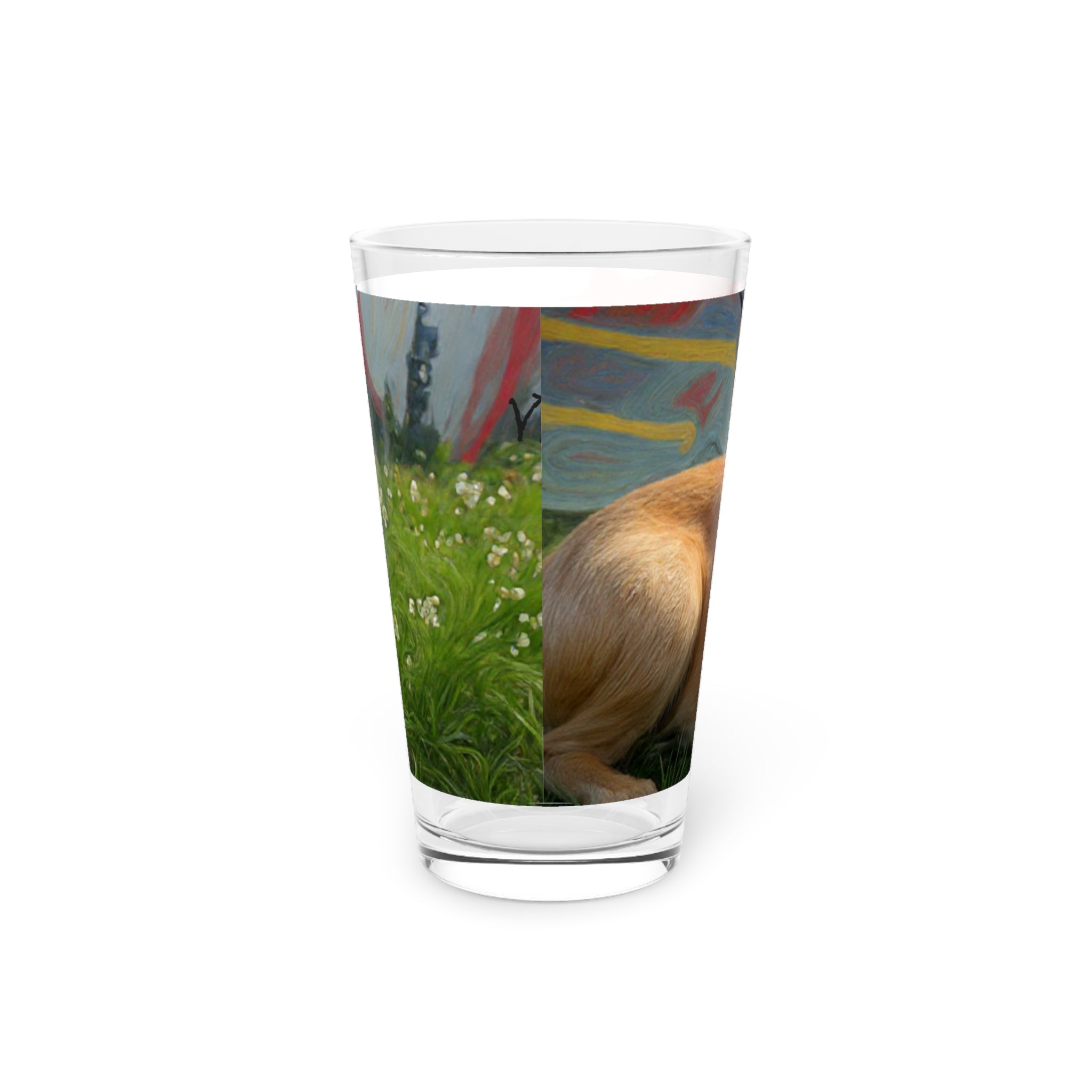Dog Photo Pint Glass — Personalized Golden Retriever 16oz Beer Glass