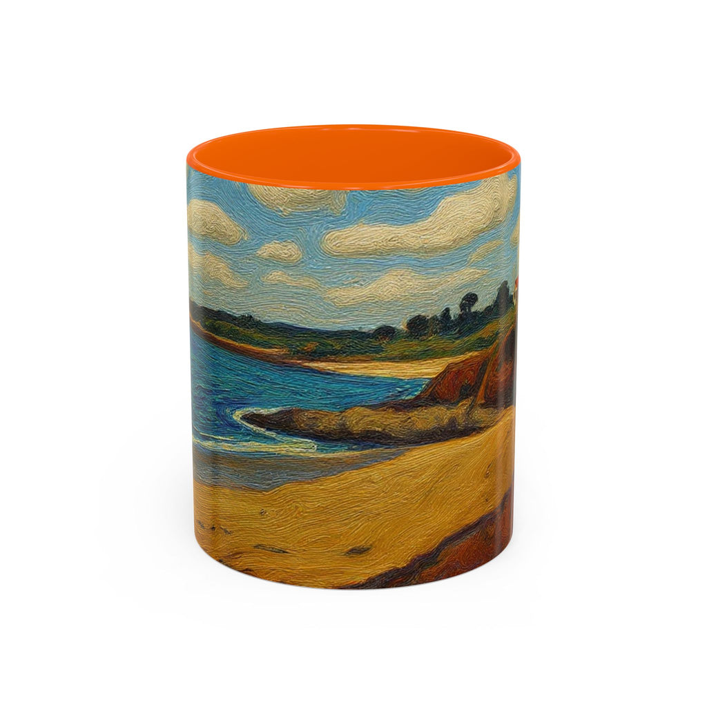 Coastal Landscape Coffee Mug — Vintage Seaside Painting Accent Mug