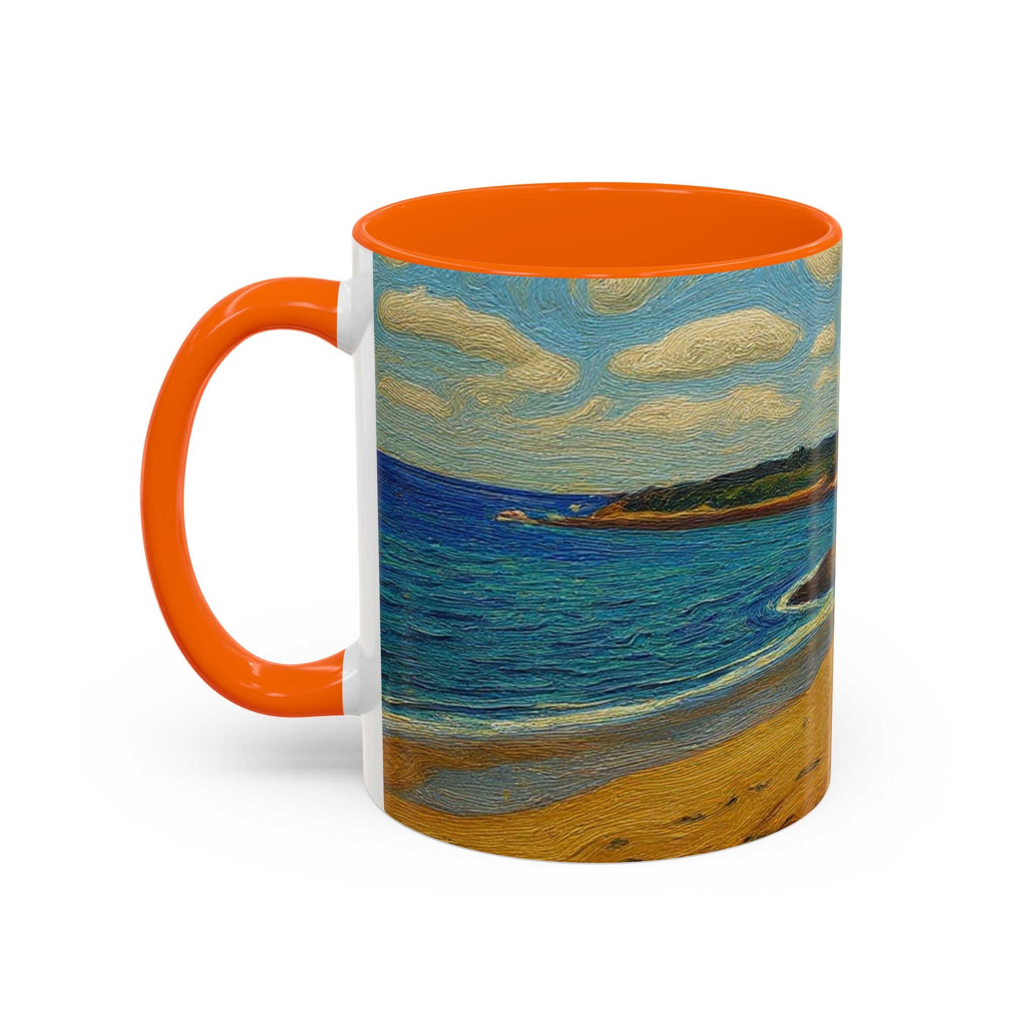 Coastal Landscape Coffee Mug — Vintage Seaside Painting Accent Mug