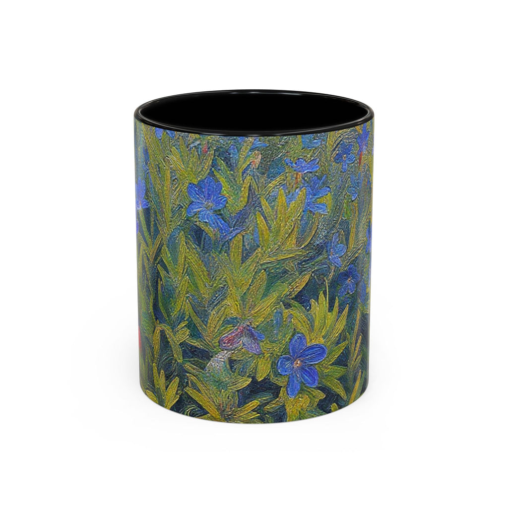 Floral Art Accent Coffee Mug — Blue Wildflower Garden Design (11/15oz)