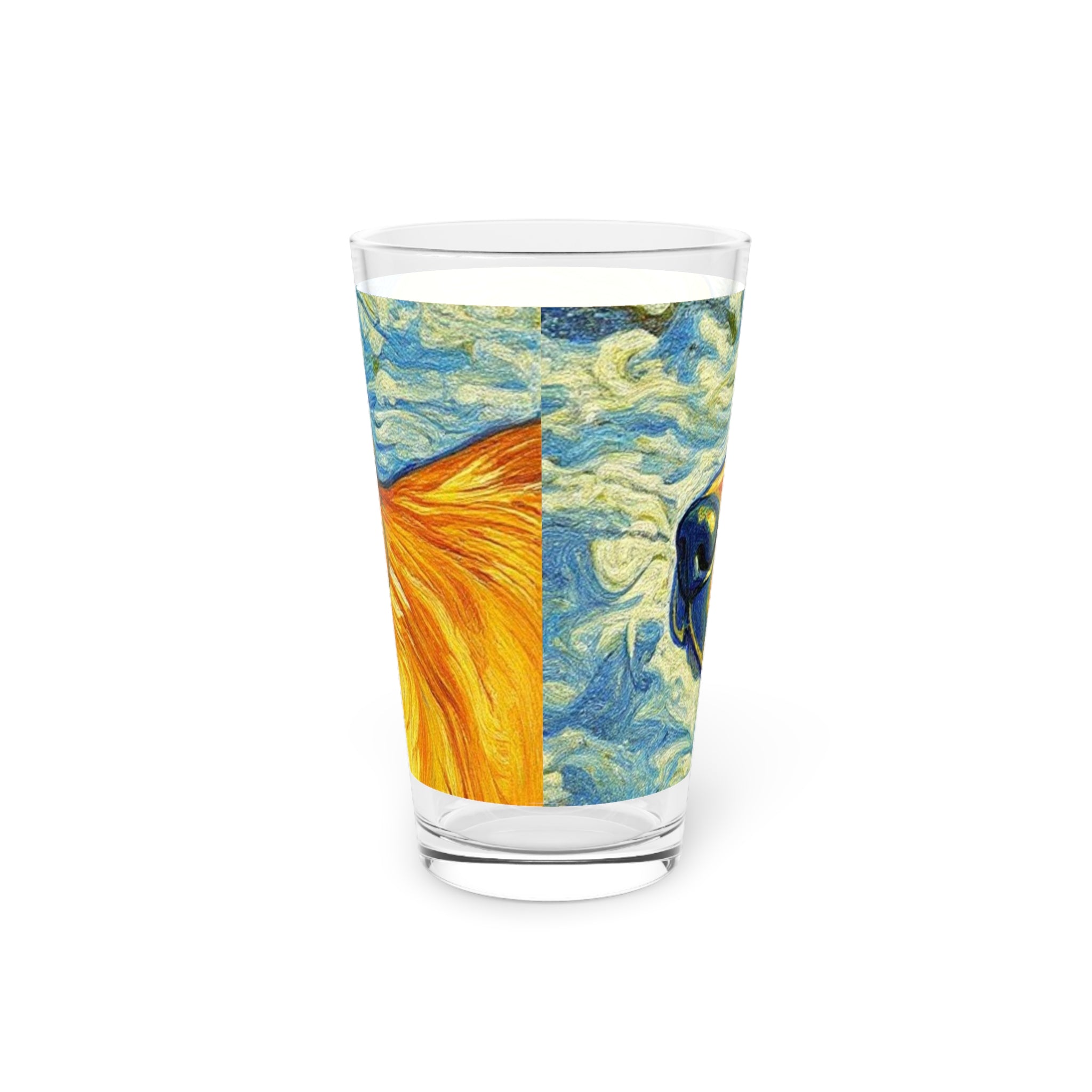 16oz Pint Glass — Colorful Golden Retriever Art Beer Glass