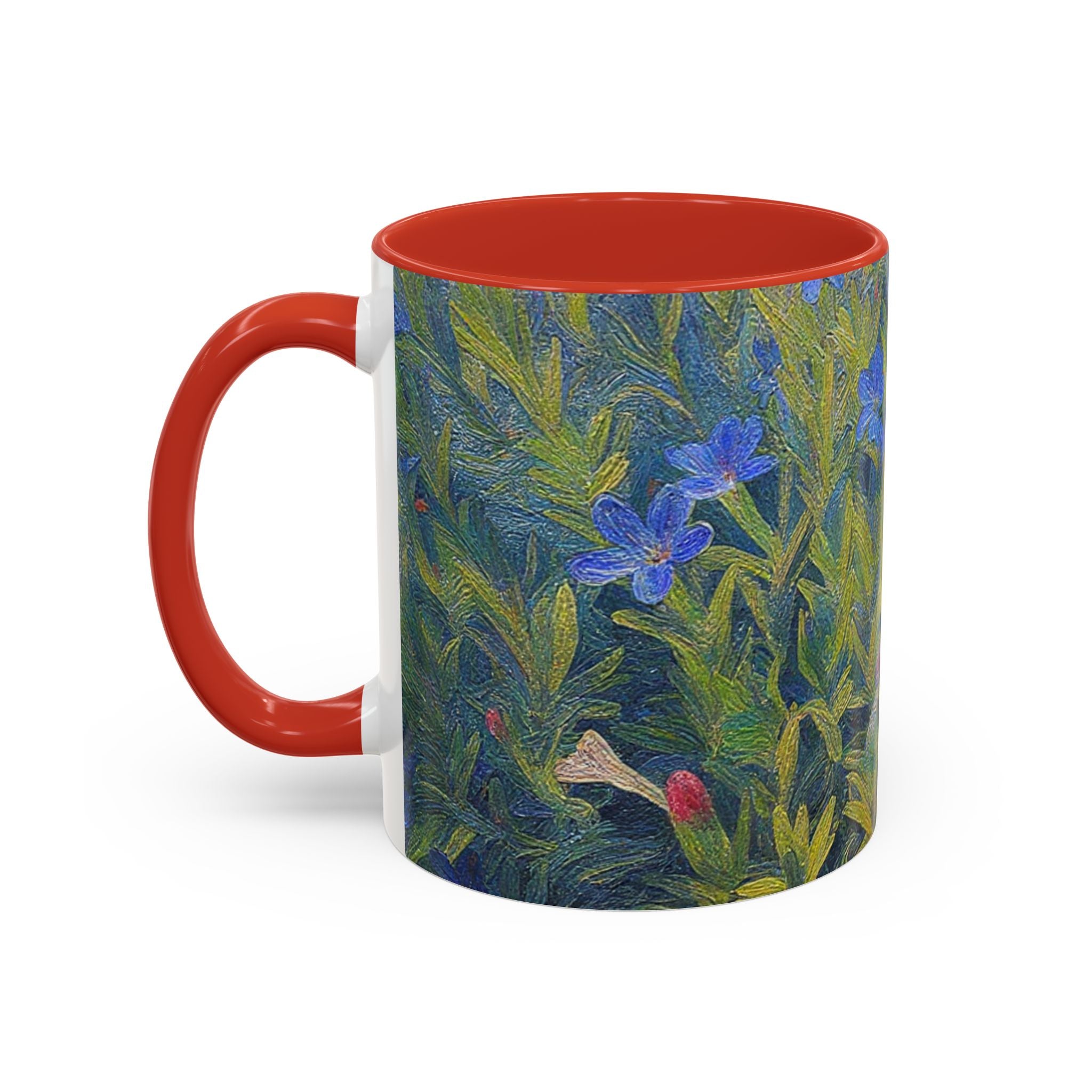 Floral Art Accent Coffee Mug — Blue Wildflower Garden Design (11/15oz)