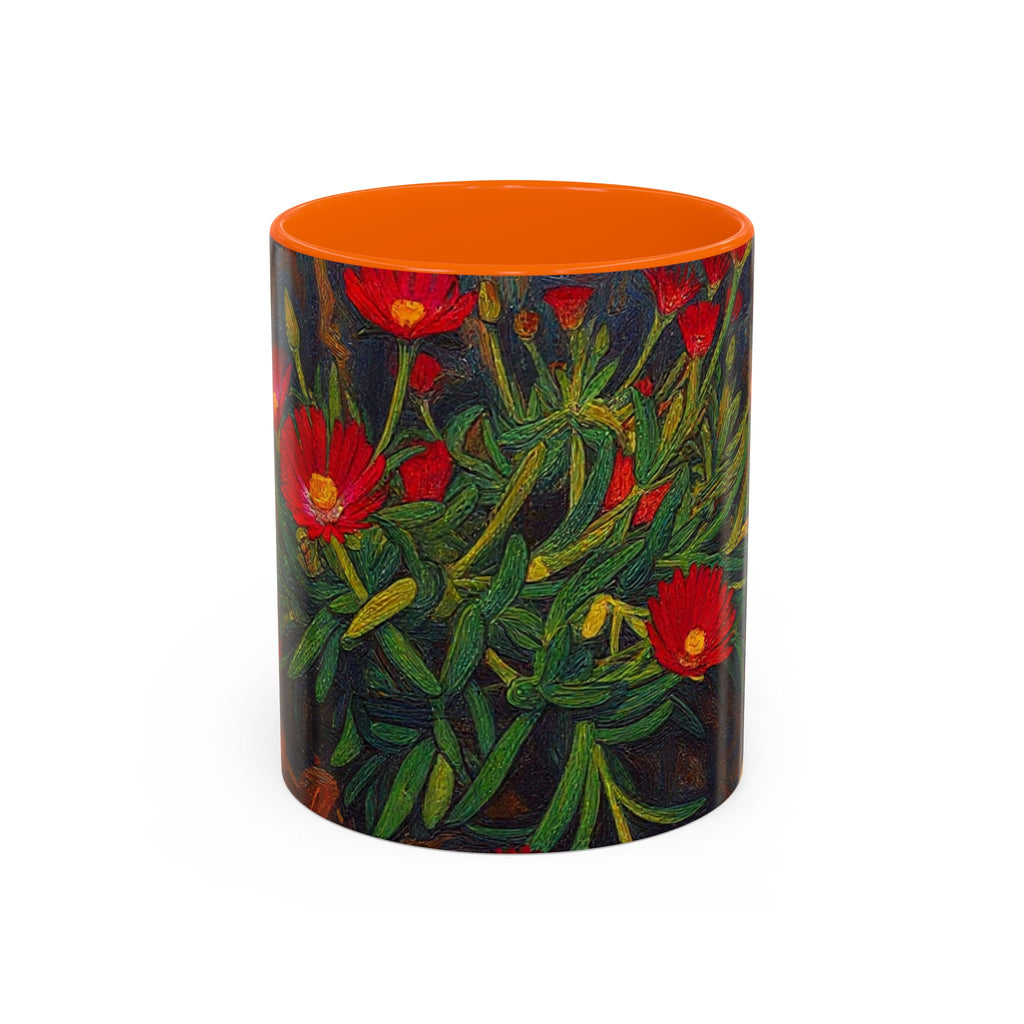 Floral Red Portulaca Accent Coffee Mug (11/15oz)