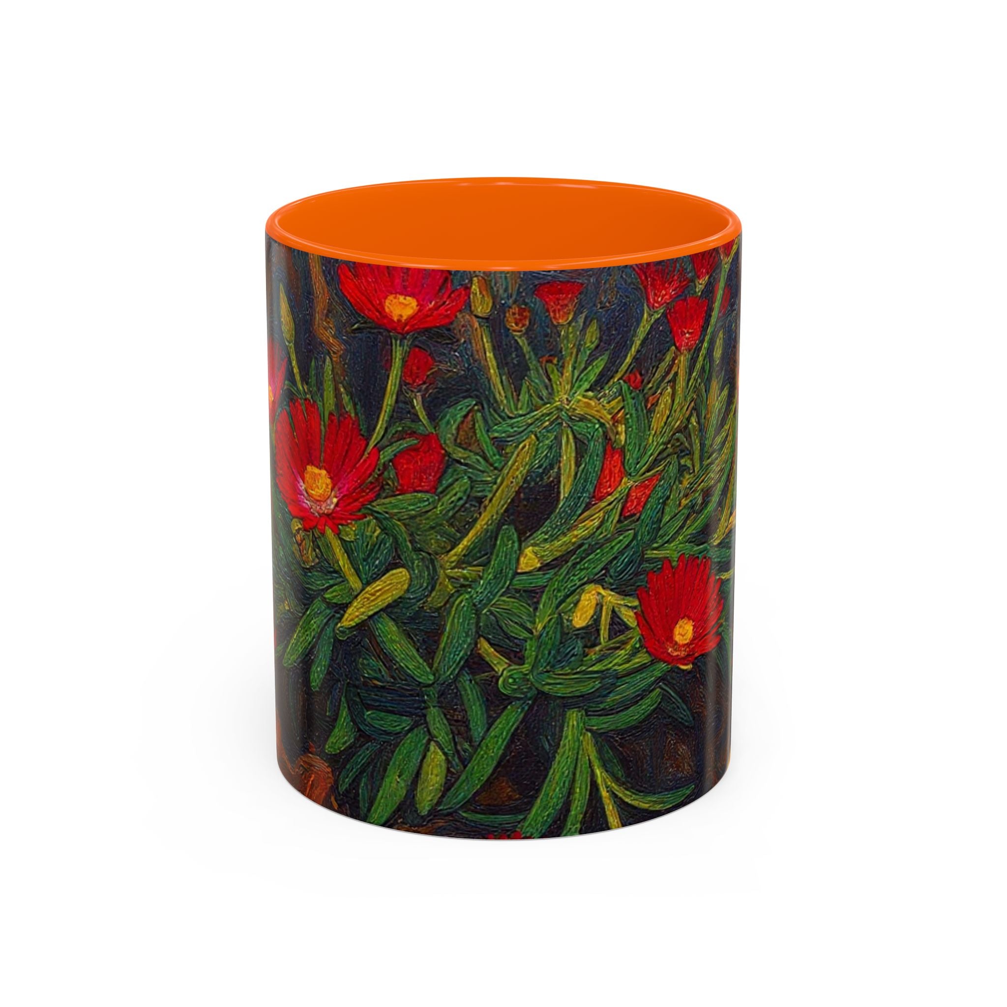 Floral Red Portulaca Accent Coffee Mug (11/15oz)