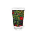 Pint Glass - Red Floral Botanical Pint Glass (16 oz)