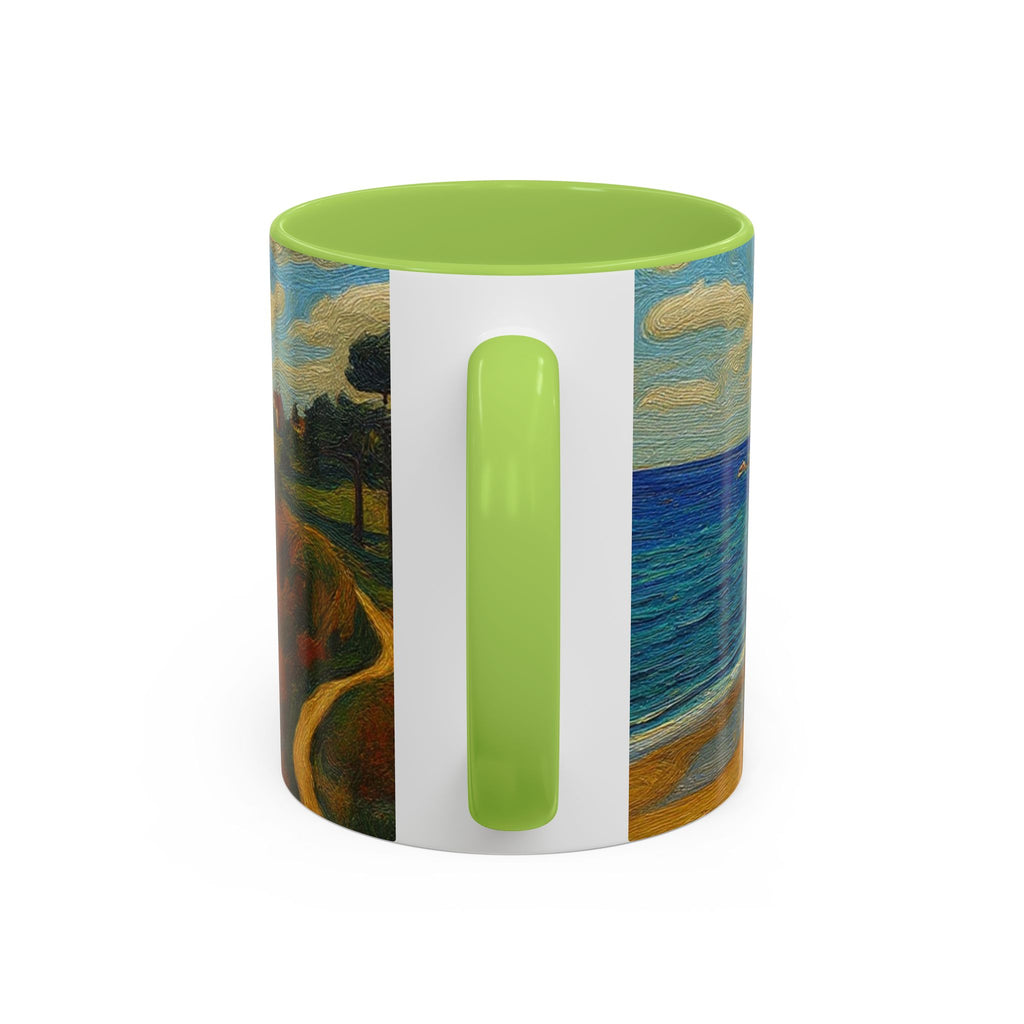 Coastal Landscape Coffee Mug — Vintage Seaside Painting Accent Mug
