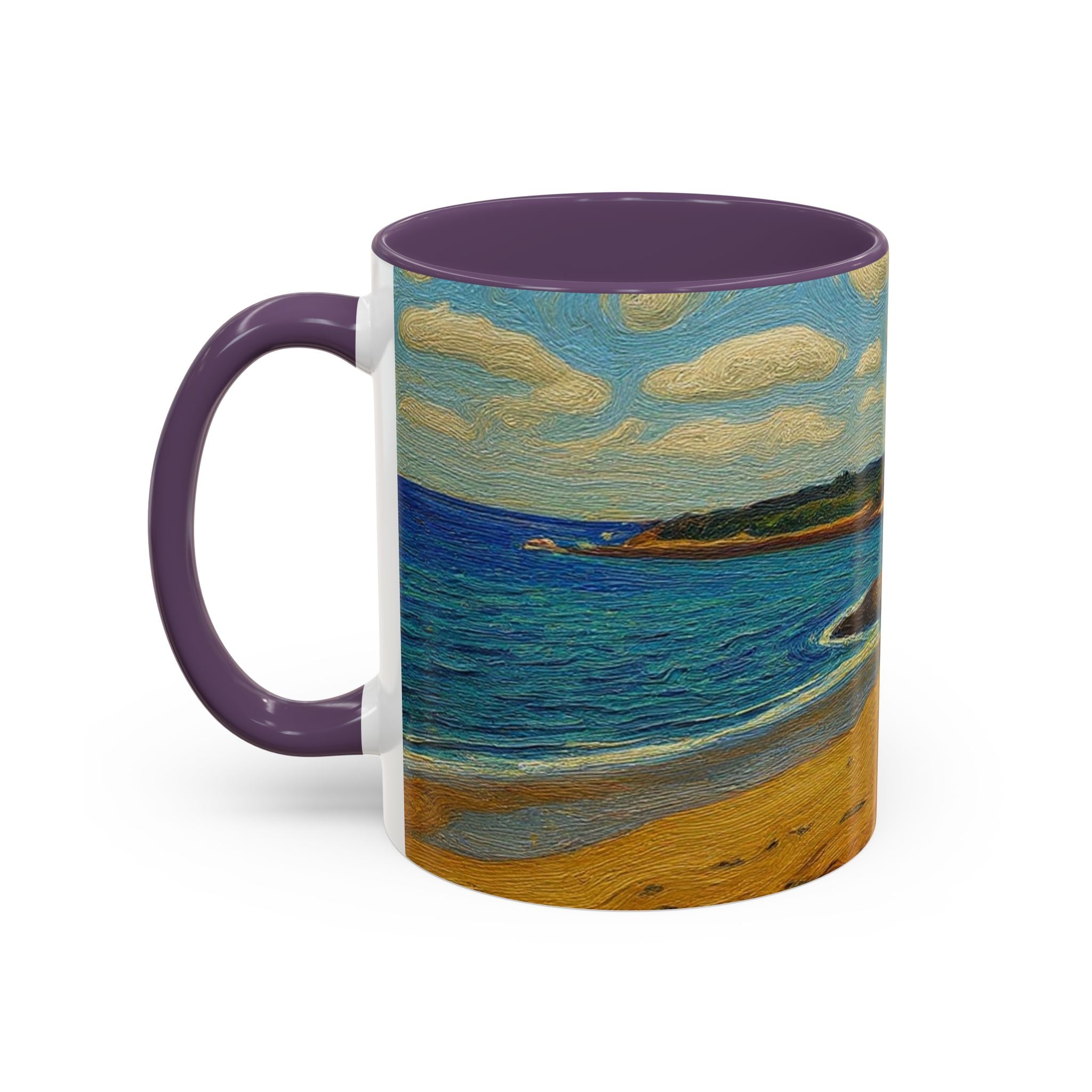 Coastal Landscape Coffee Mug — Vintage Seaside Painting Accent Mug