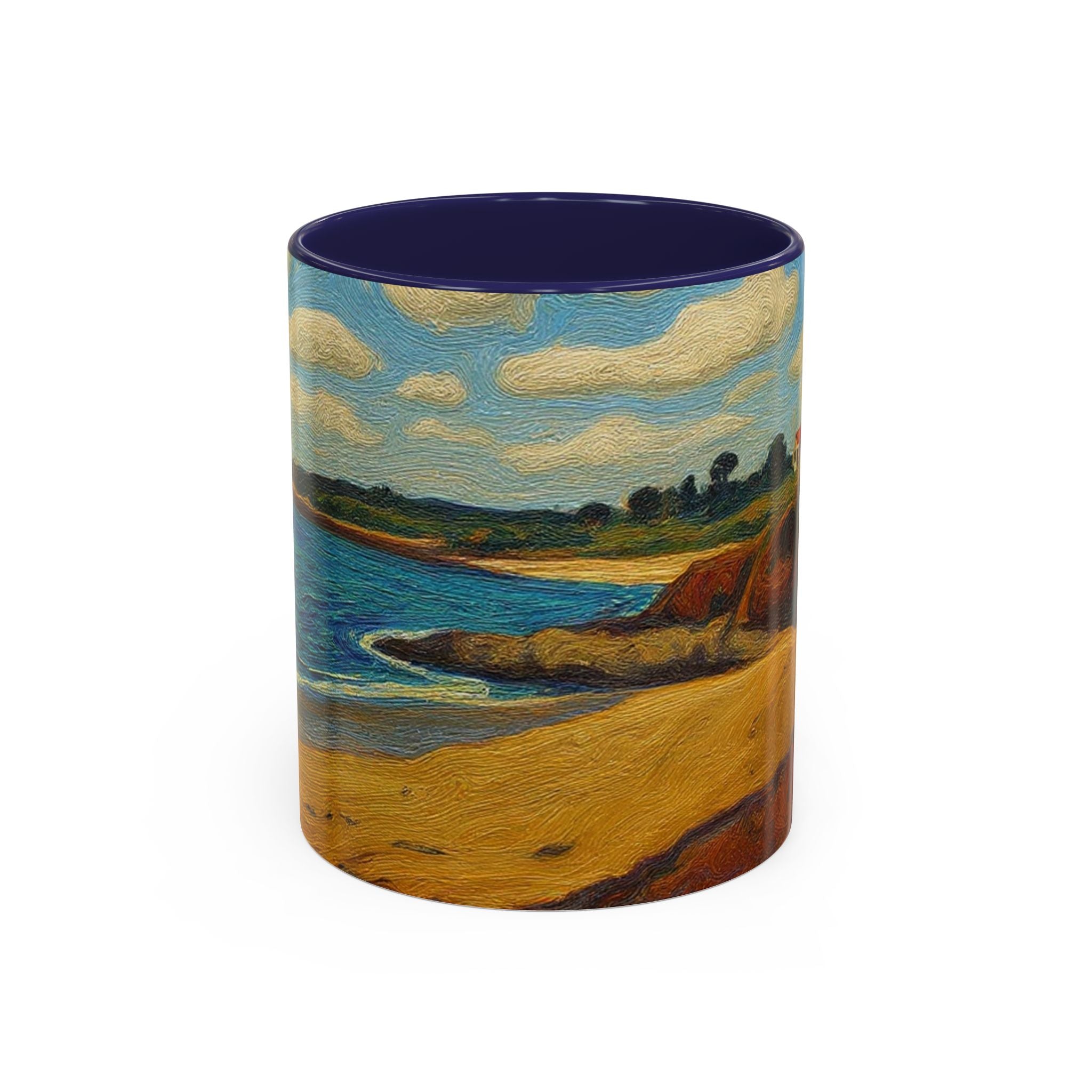 Coastal Landscape Coffee Mug — Vintage Seaside Painting Accent Mug