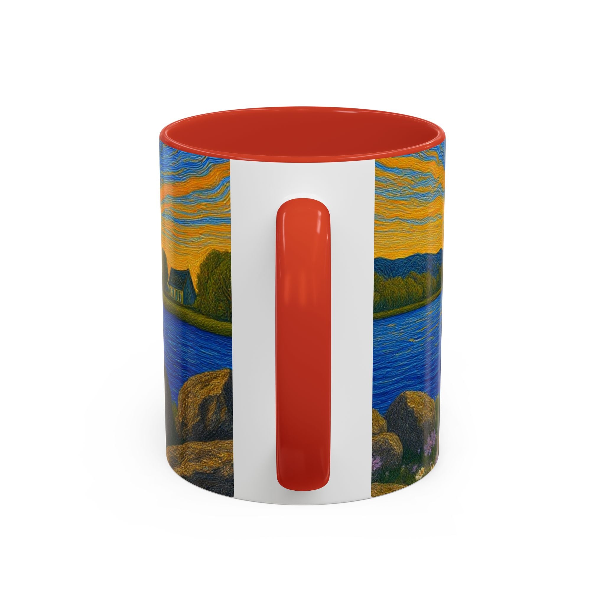 Sunset Harbor Art Coffee Mug — Vibrant Seascape Accent Mug (11/15 oz)