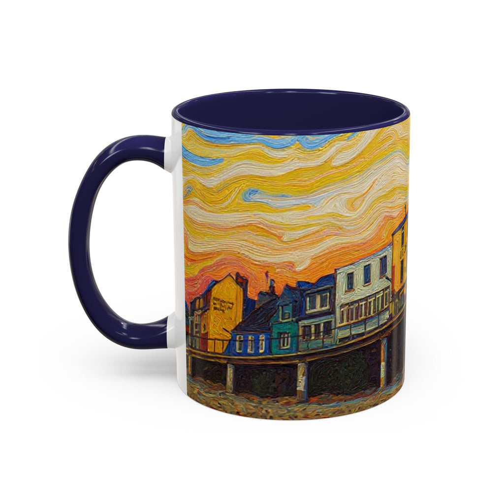 Harbor Pier Sunset Accent Coffee Mug — Scenic Seaside 11/15oz Ceramic