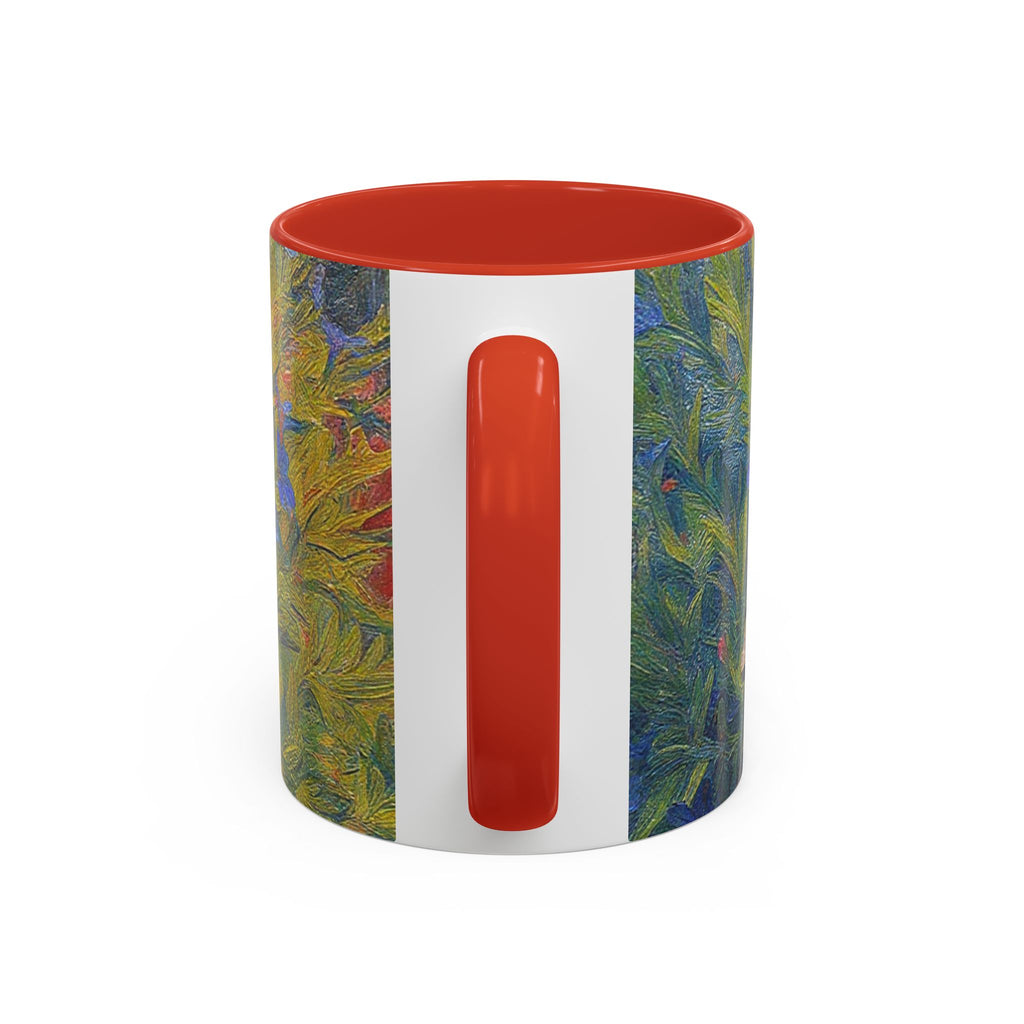 Floral Art Accent Coffee Mug — Blue Wildflower Garden Design (11/15oz)