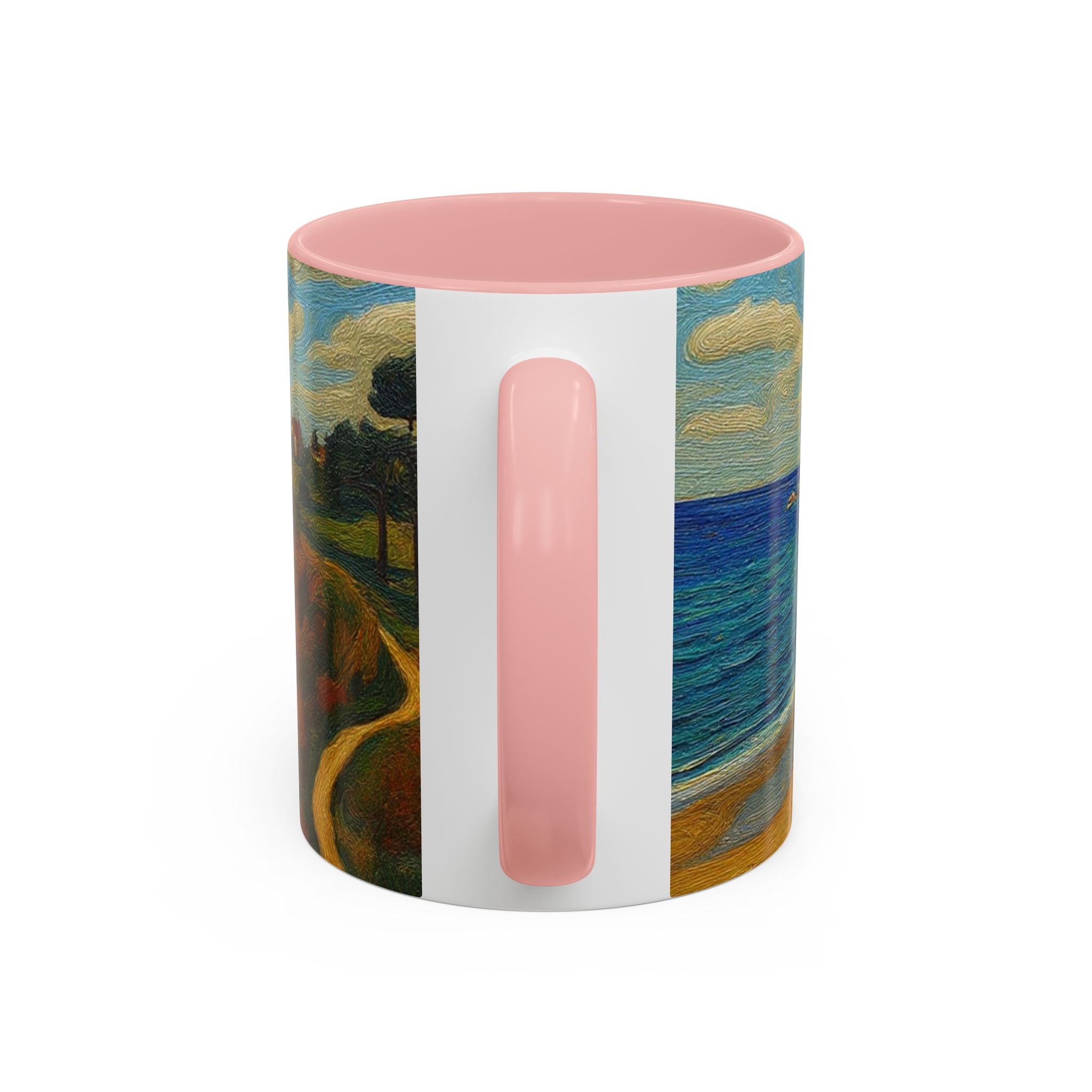 Coastal Landscape Coffee Mug — Vintage Seaside Painting Accent Mug