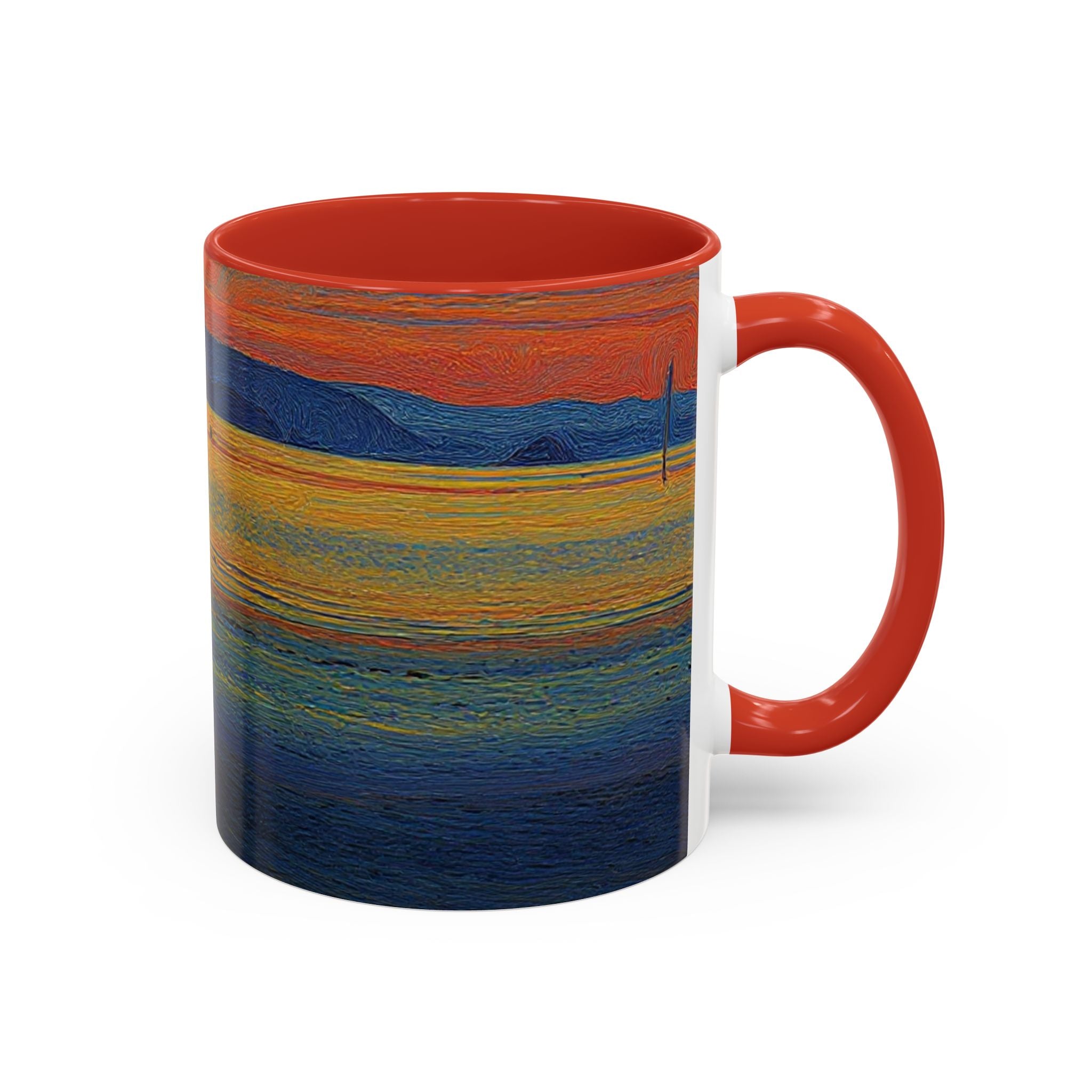 Sunset Harbor Accent Coffee Mug — Ocean Sunset Art