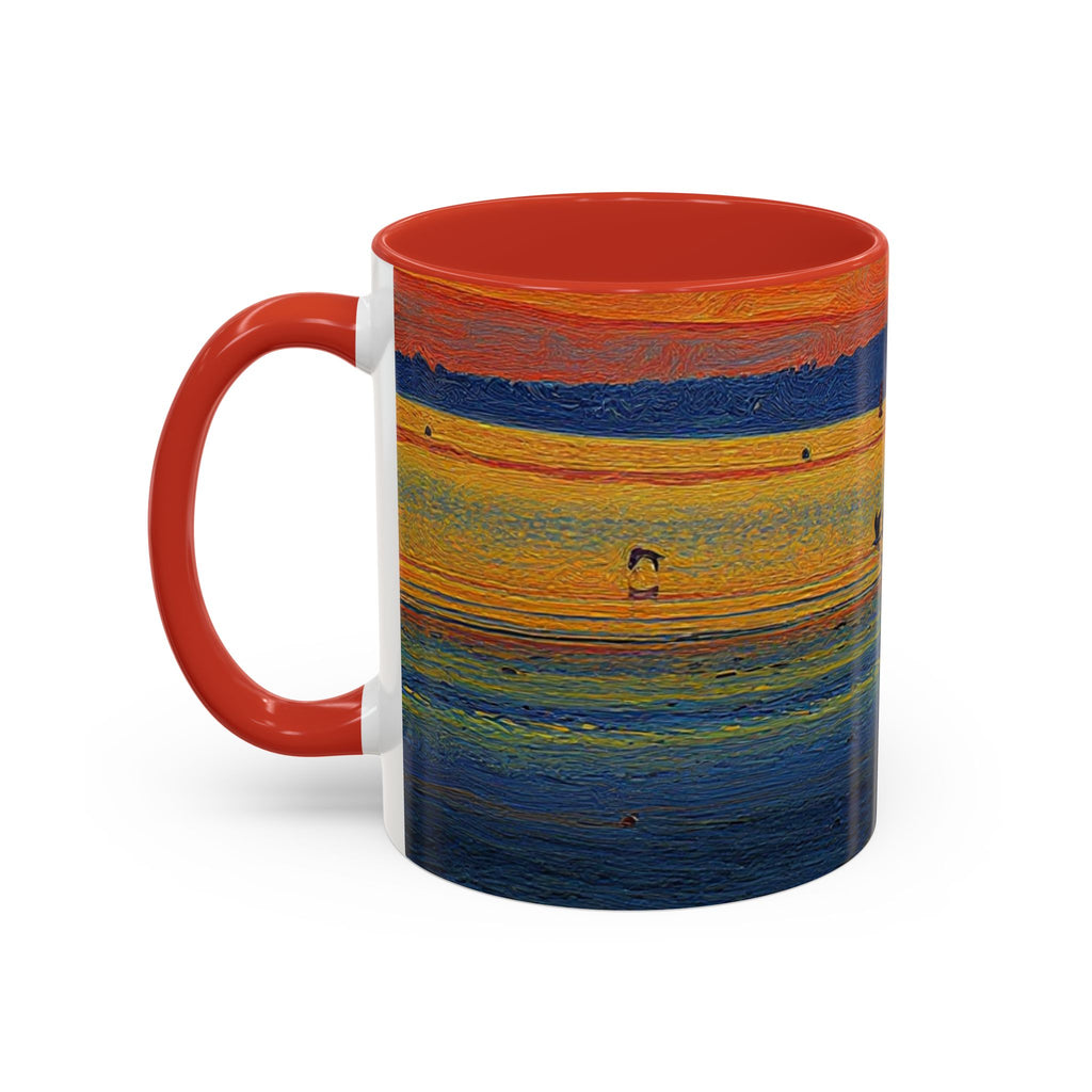 Sunset Harbor Accent Coffee Mug — Ocean Sunset Art