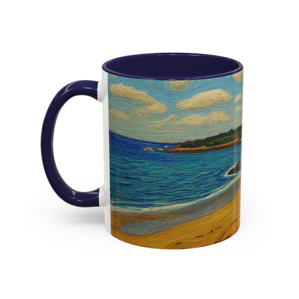 Coastal Landscape Coffee Mug — Vintage Seaside Painting Accent Mug