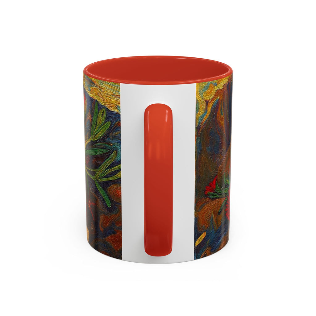 Floral Red Portulaca Accent Coffee Mug (11/15oz)