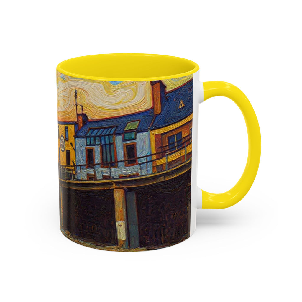 Harbor Pier Sunset Accent Coffee Mug — Scenic Seaside 11/15oz Ceramic