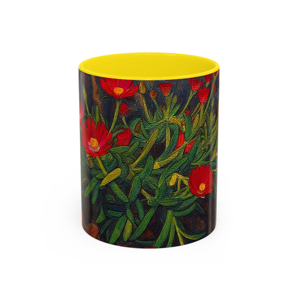 Floral Red Portulaca Accent Coffee Mug (11/15oz)